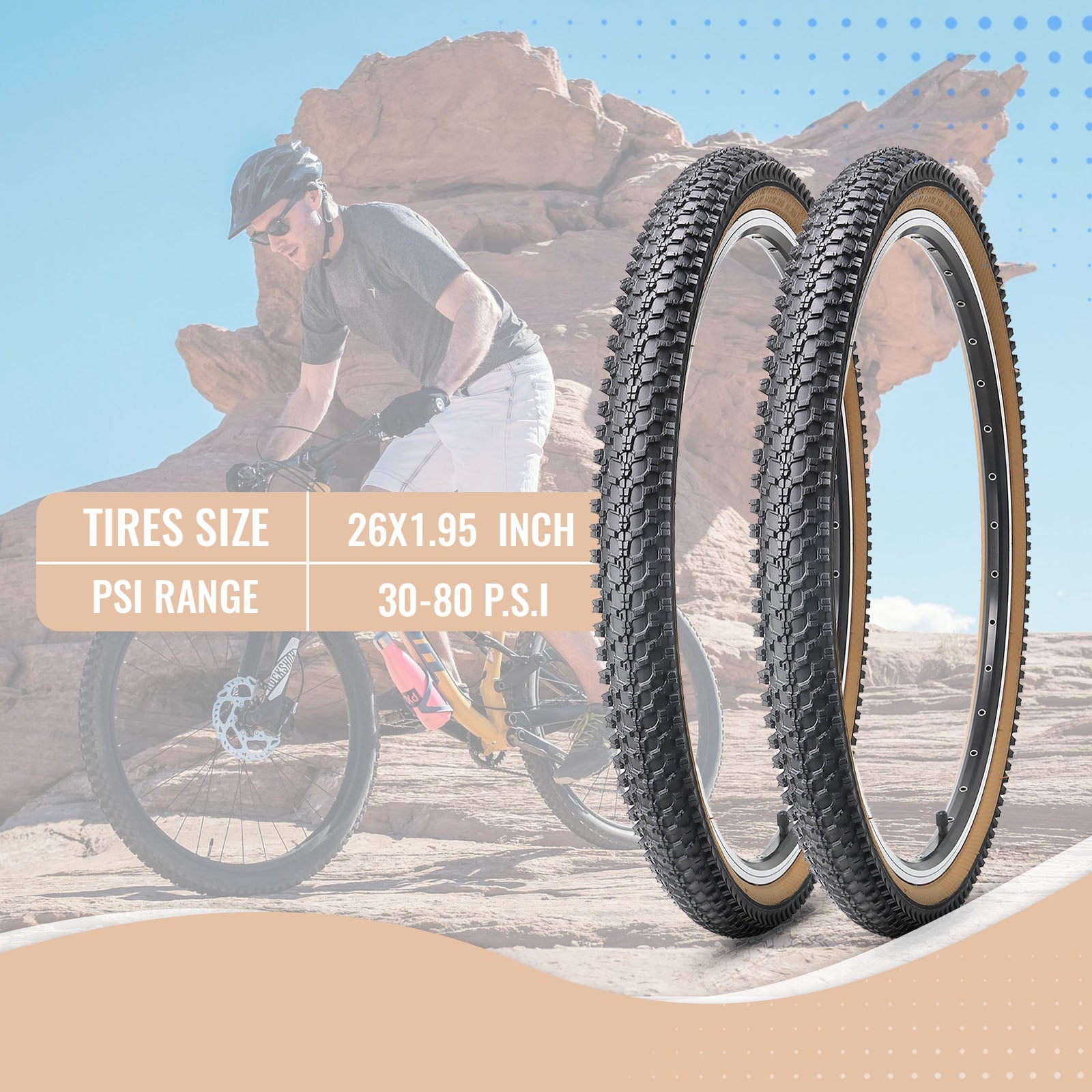 Brown Wall Mountain Bike Tire - 26"×1.95"