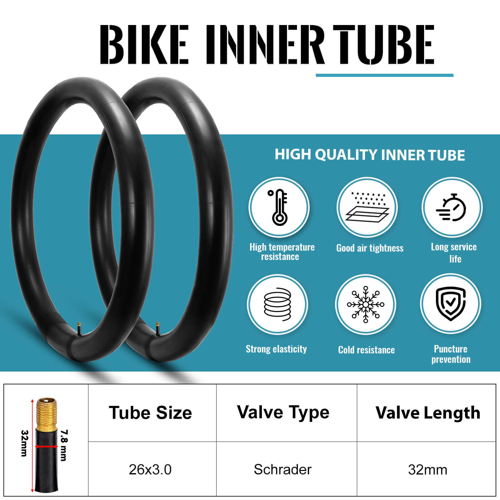 Mohegia Fat Tire Tube - 20”×3" / 26"×3"