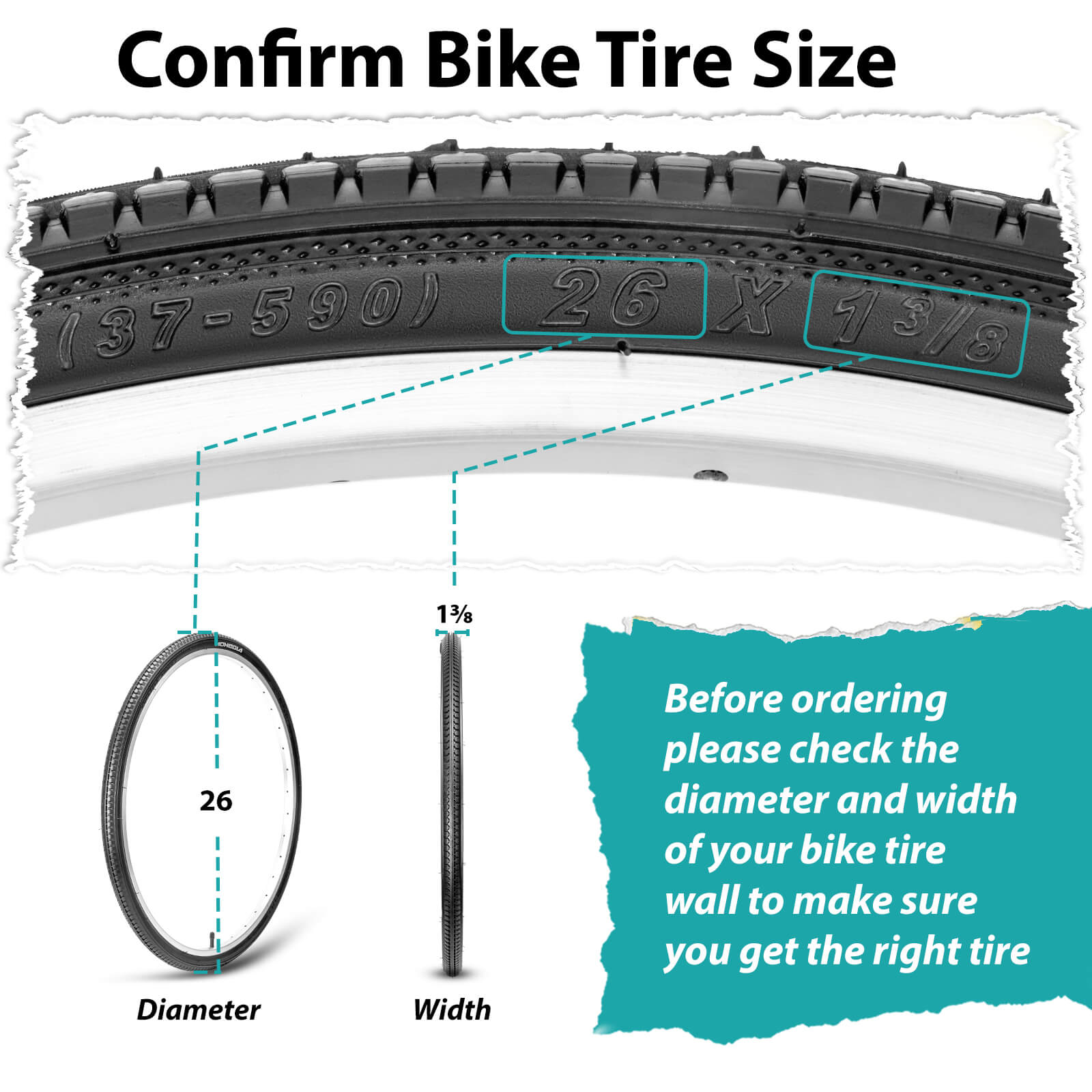 MOHEGIA 26x1 3/8 Inch Bike Tires