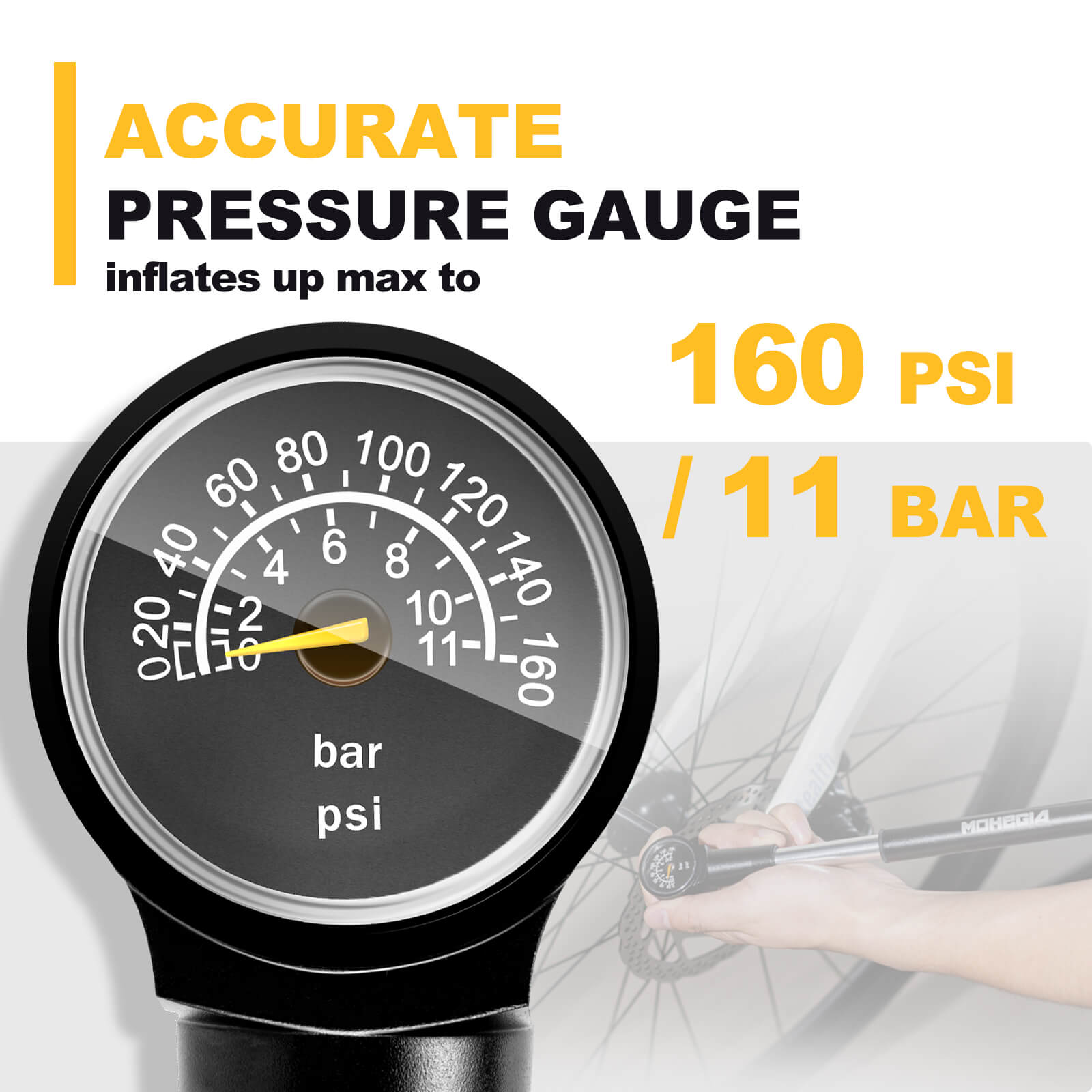 Mohegia Bike Frame Hand Pump - 160 PSI