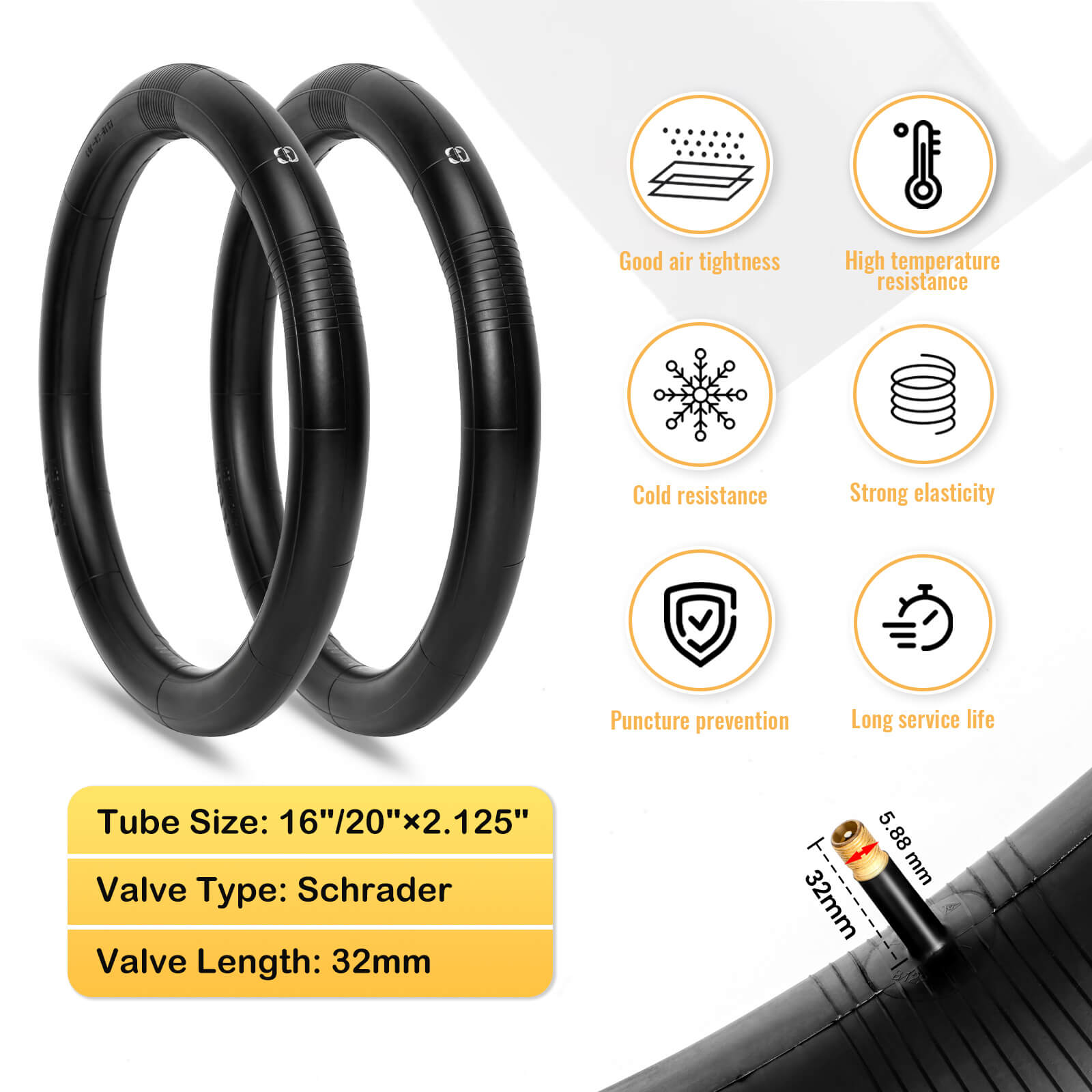 MOHEGIA 2-Pack Beige & White Wall Kid Tire Set - 16"/20"×2.125"
