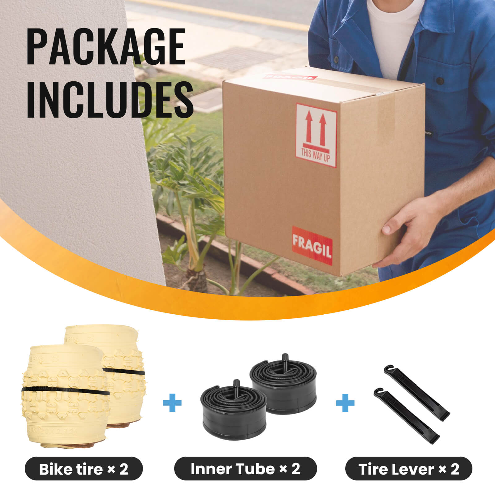 MOHEGIA 2-Pack Beige & White Wall Kid Tire Set - 16"/20"×2.125"