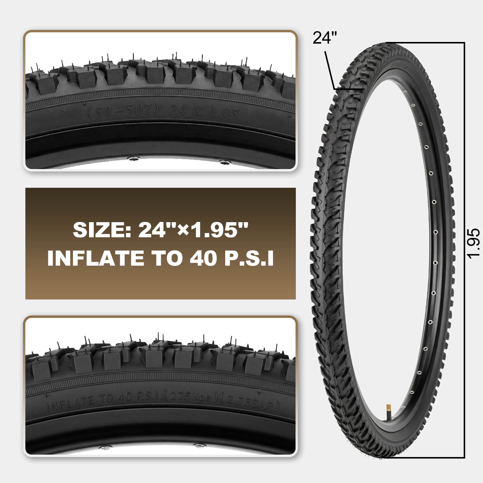 MOHEGIA Mountain Bike Tires Set:  2 Pack 24/26x1.95 Replacement