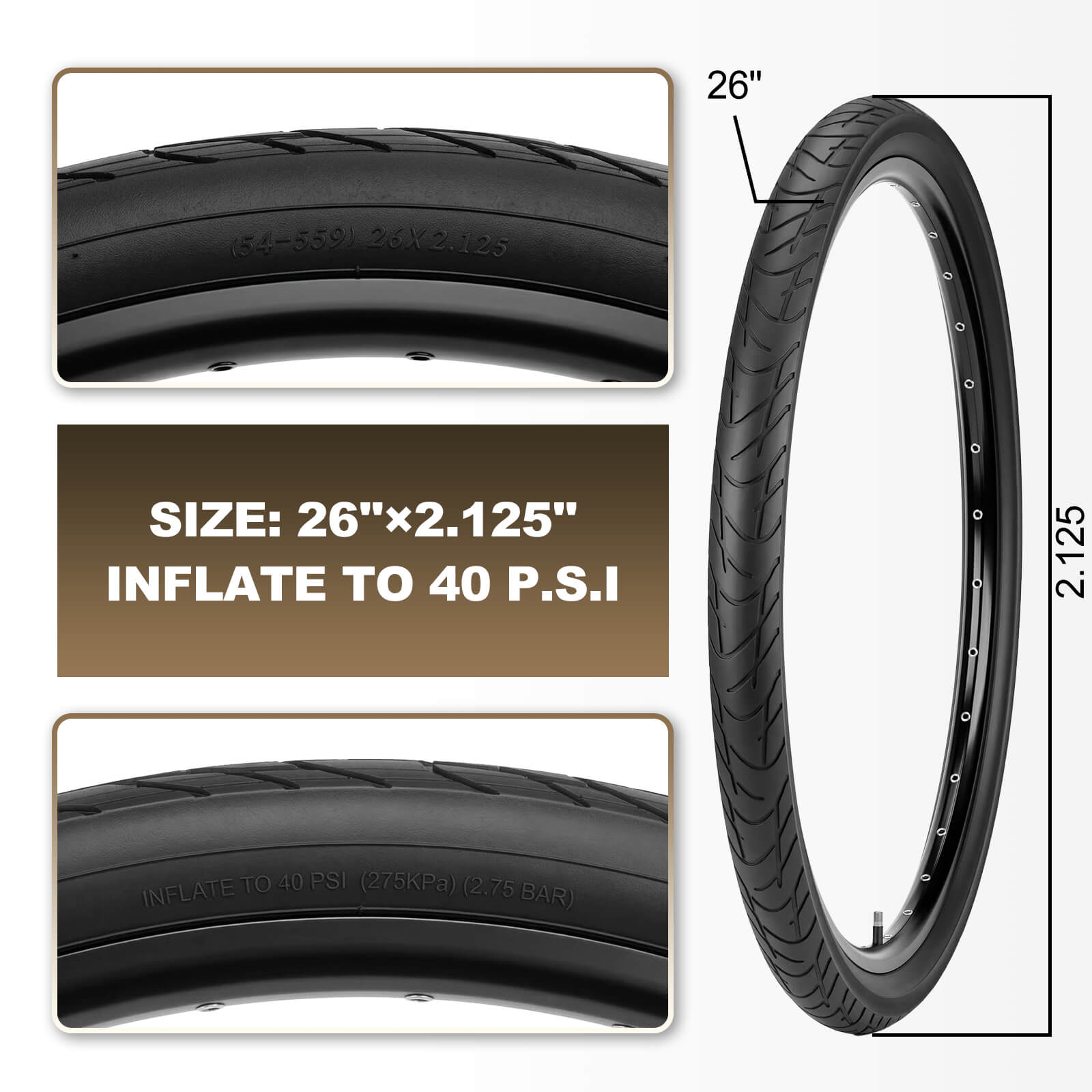 MOHEGIA City Bike Tires Set: 2 Pack 24/26x2.125