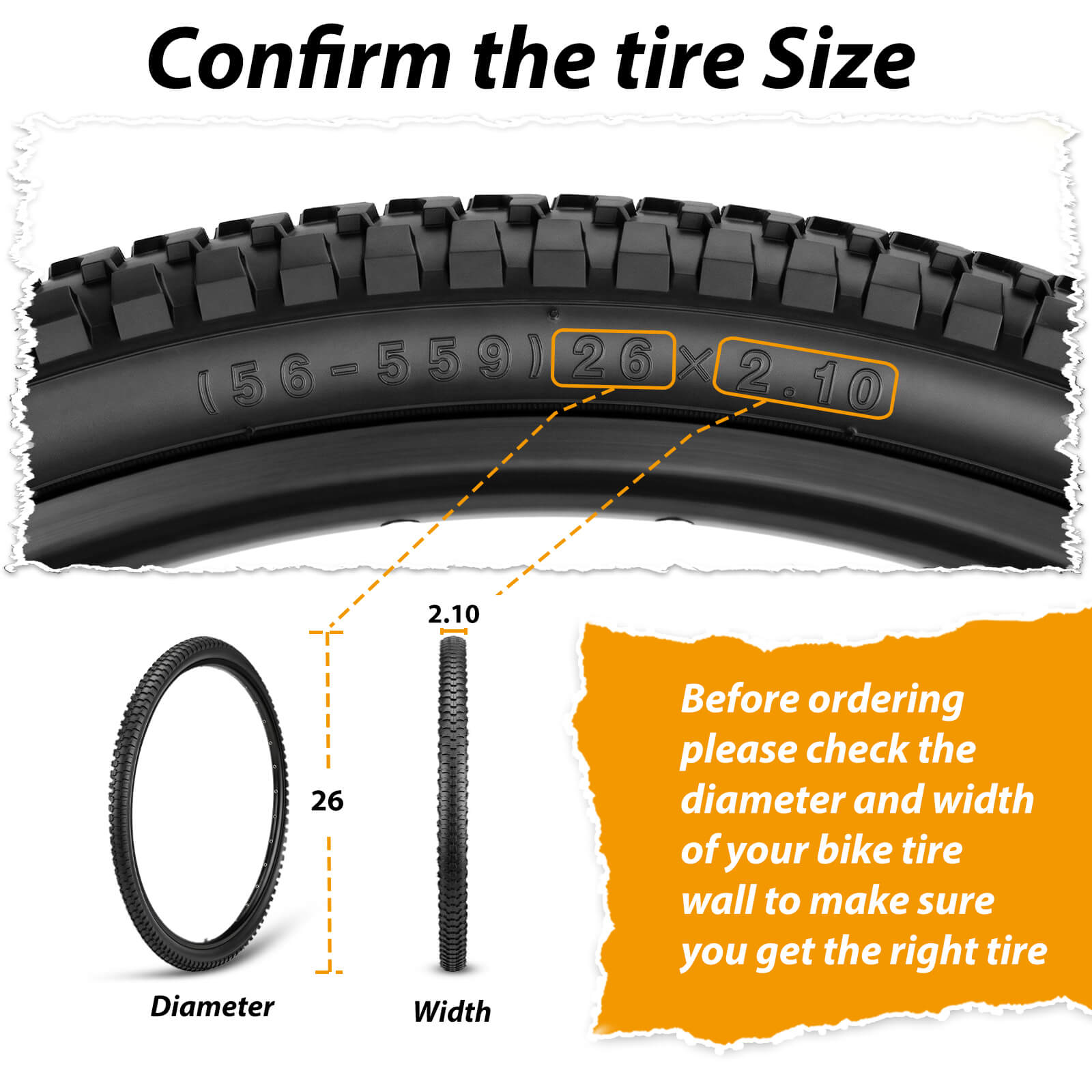 MOHEGIA Mountain Bike Tires Set: 2 Pack 26x2.1/27.5x2.1/29x2.1