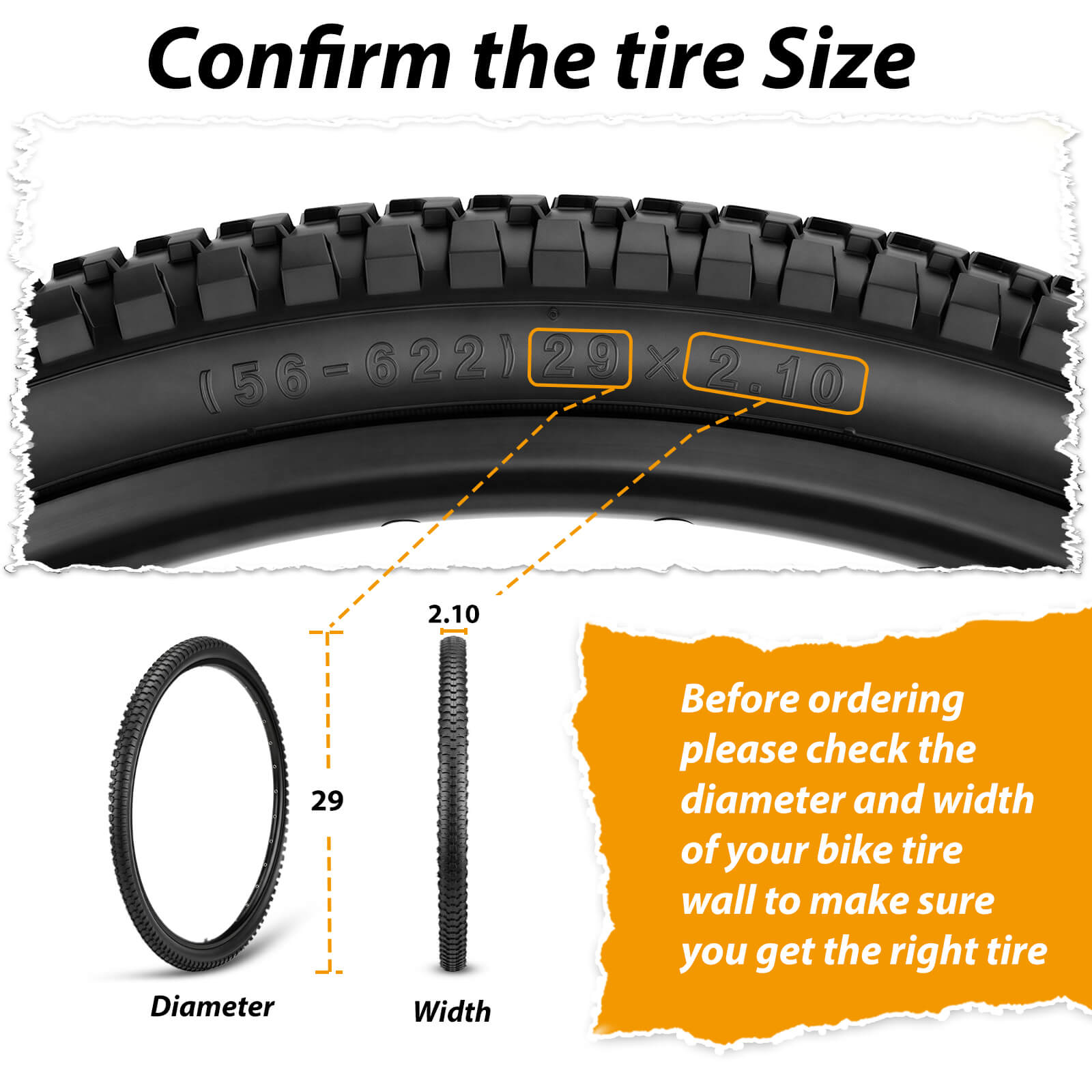 MOHEGIA Mountain Bike Tires Set: 2 Pack 26x2.1/27.5x2.1/29x2.1