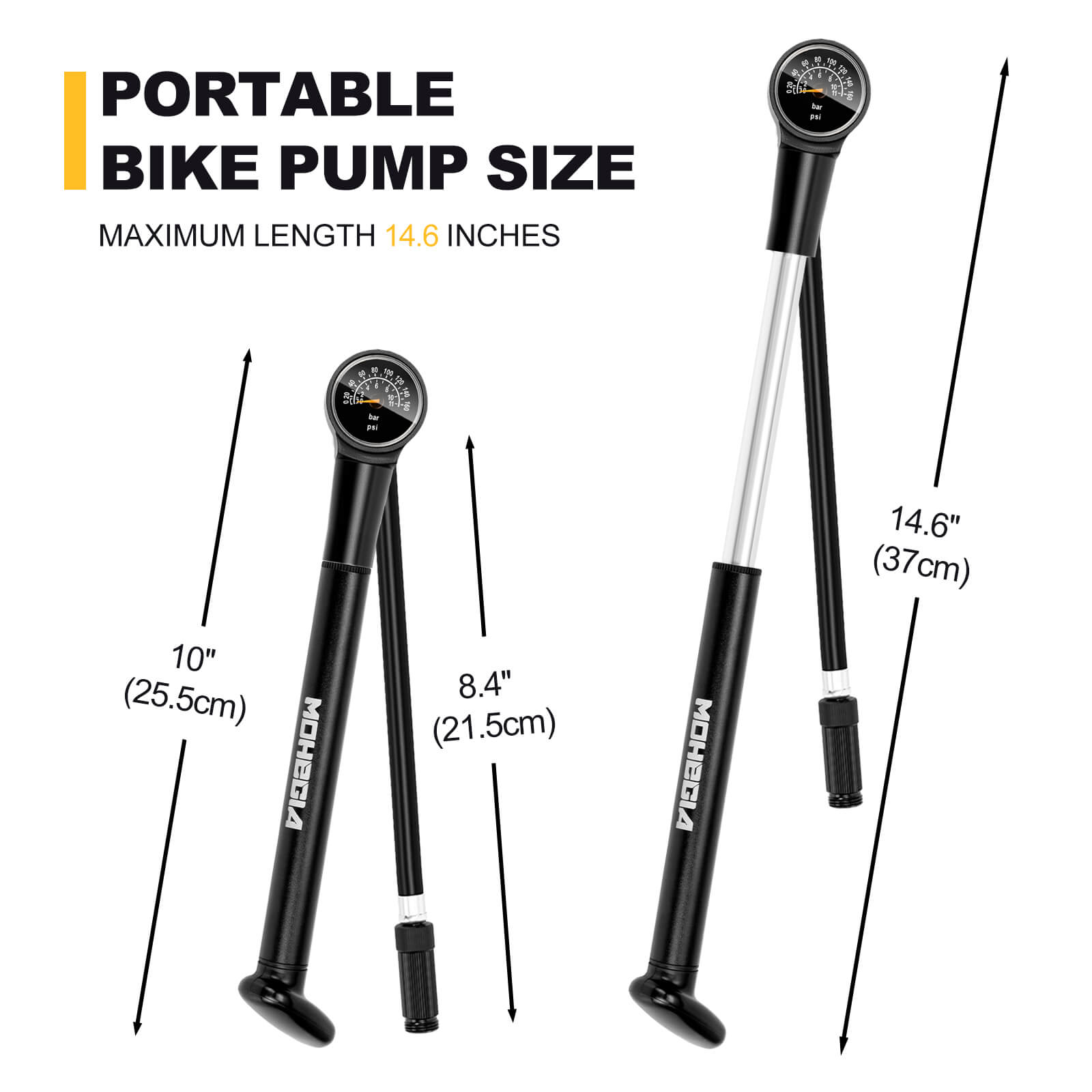 Mohegia Bike Frame Hand Pump - 160 PSI