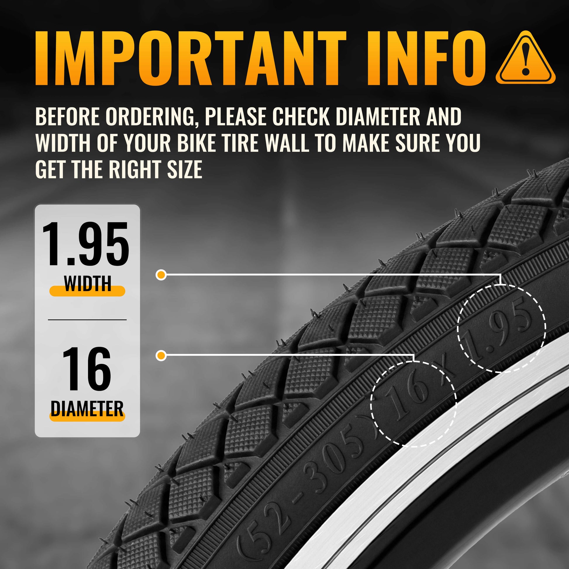 MOHEGIA 16 / 20x1.95 Inch Kids Bike Tires (2-Pack-In)