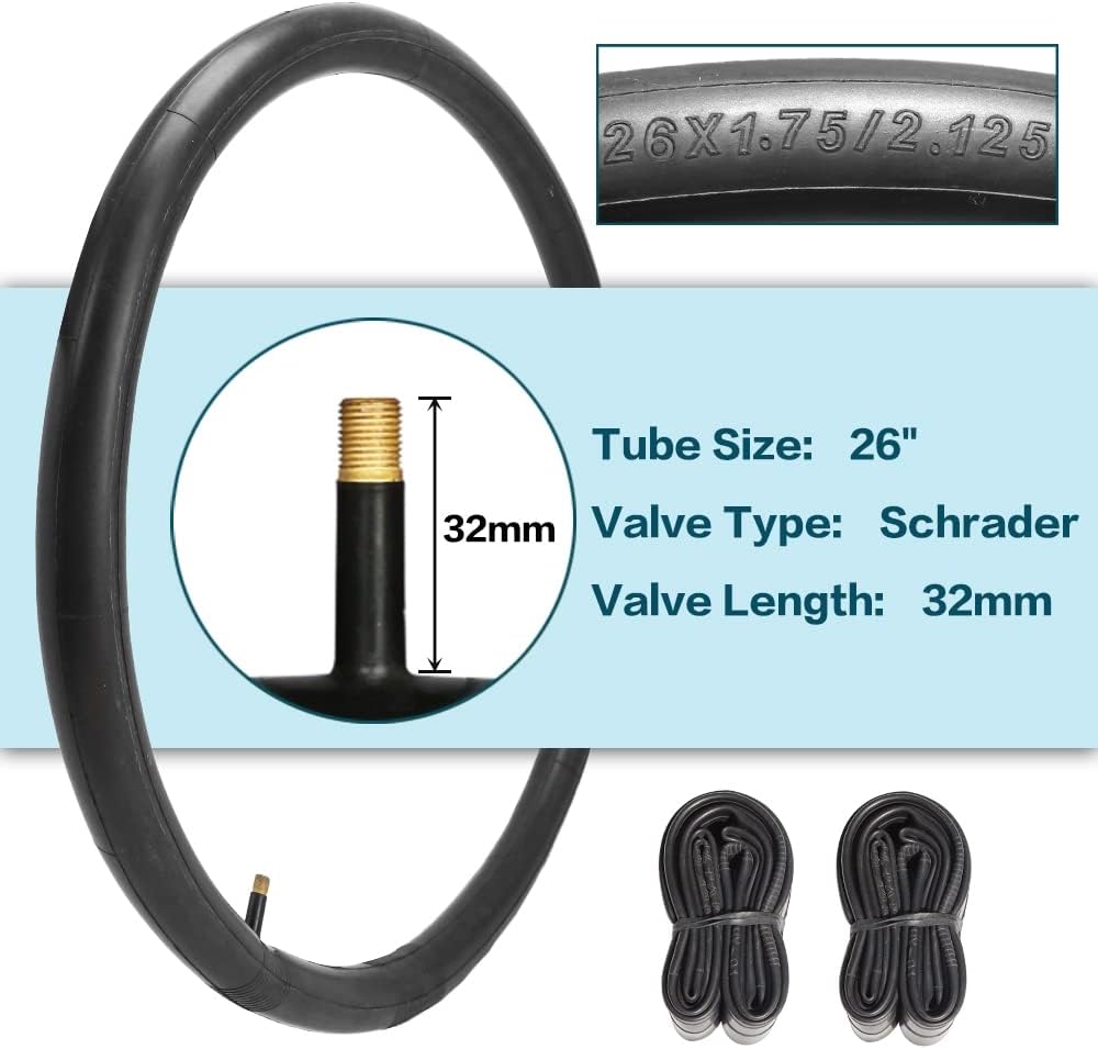 Schrader valve of 2-Pack SandRoller Beach Cruiser Tires with Tubes - 26"×2. 125" Inner Tubes