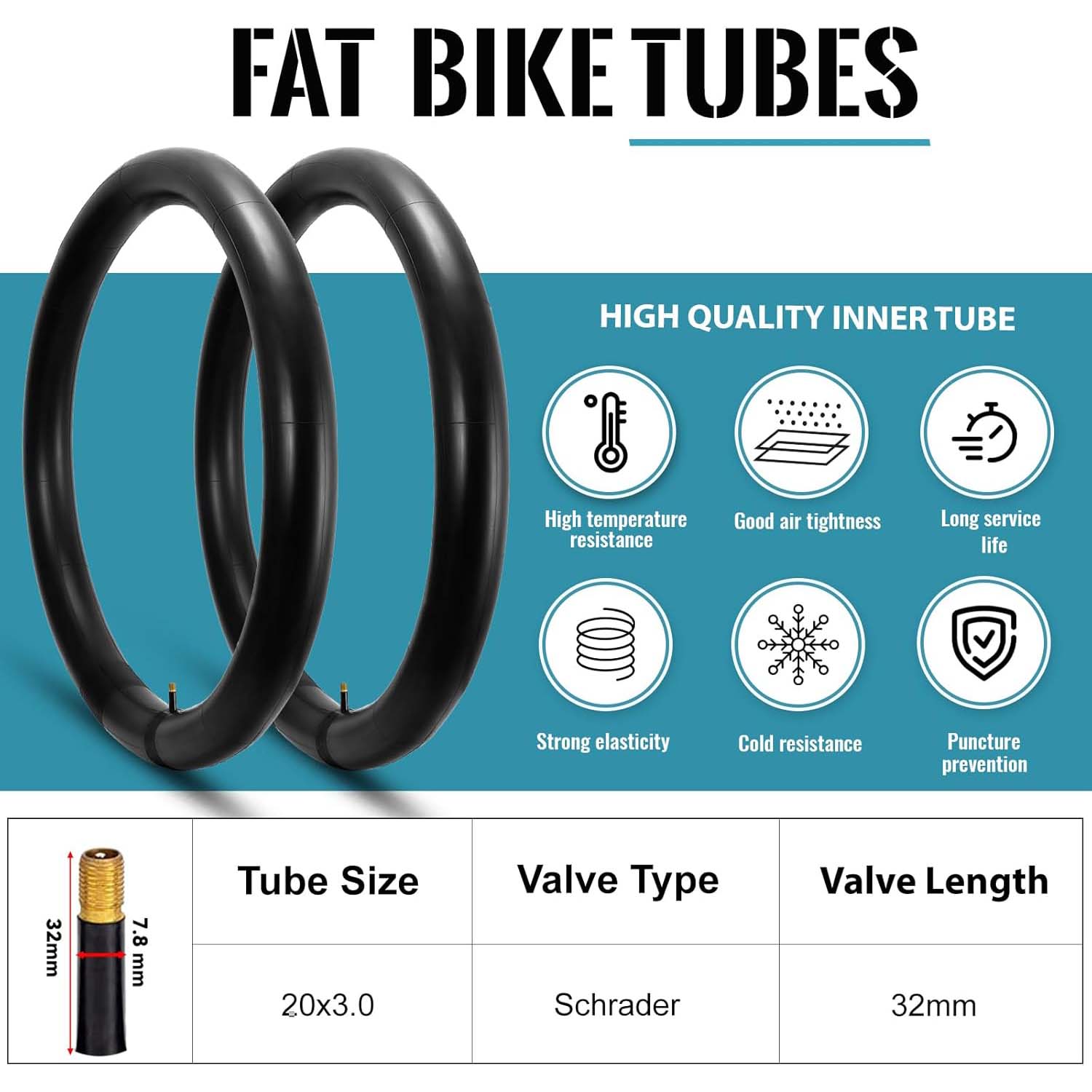 Mohegia Fat Tire Tube - 20”×3" / 26"×3"