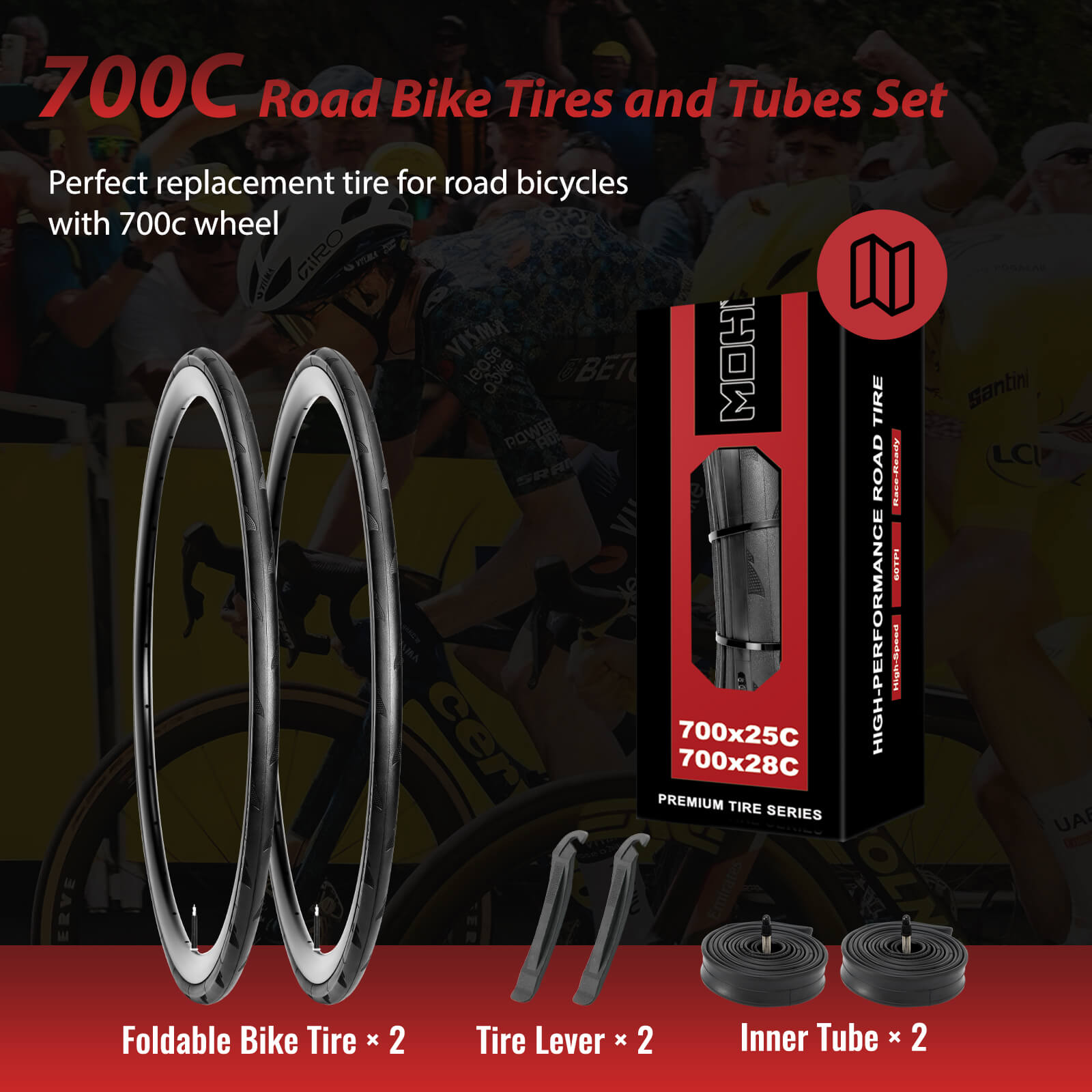MOHEGIA 700C Road Bike Tire - 700×25C / 28C
