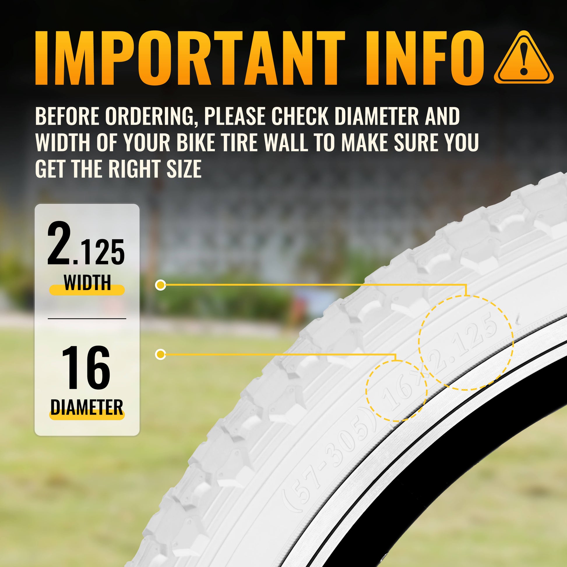 MOHEGIA 2-Pack Beige & White Wall Kid Tire Set - 16"/20"×2.125"