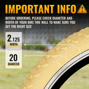 MOHEGIA 2-Pack Beige & White Wall Kid Tire Set - 16"/20"×2.125"
