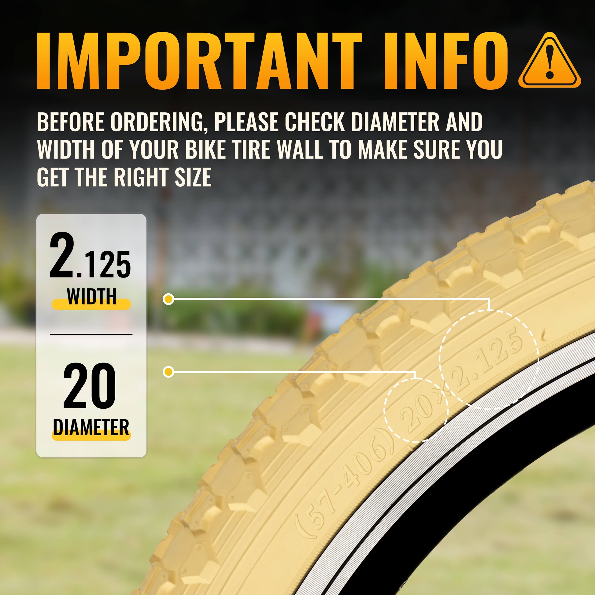 MOHEGIA 2-Pack Beige & White Wall Kid Tire Set - 16"/20"×2.125"