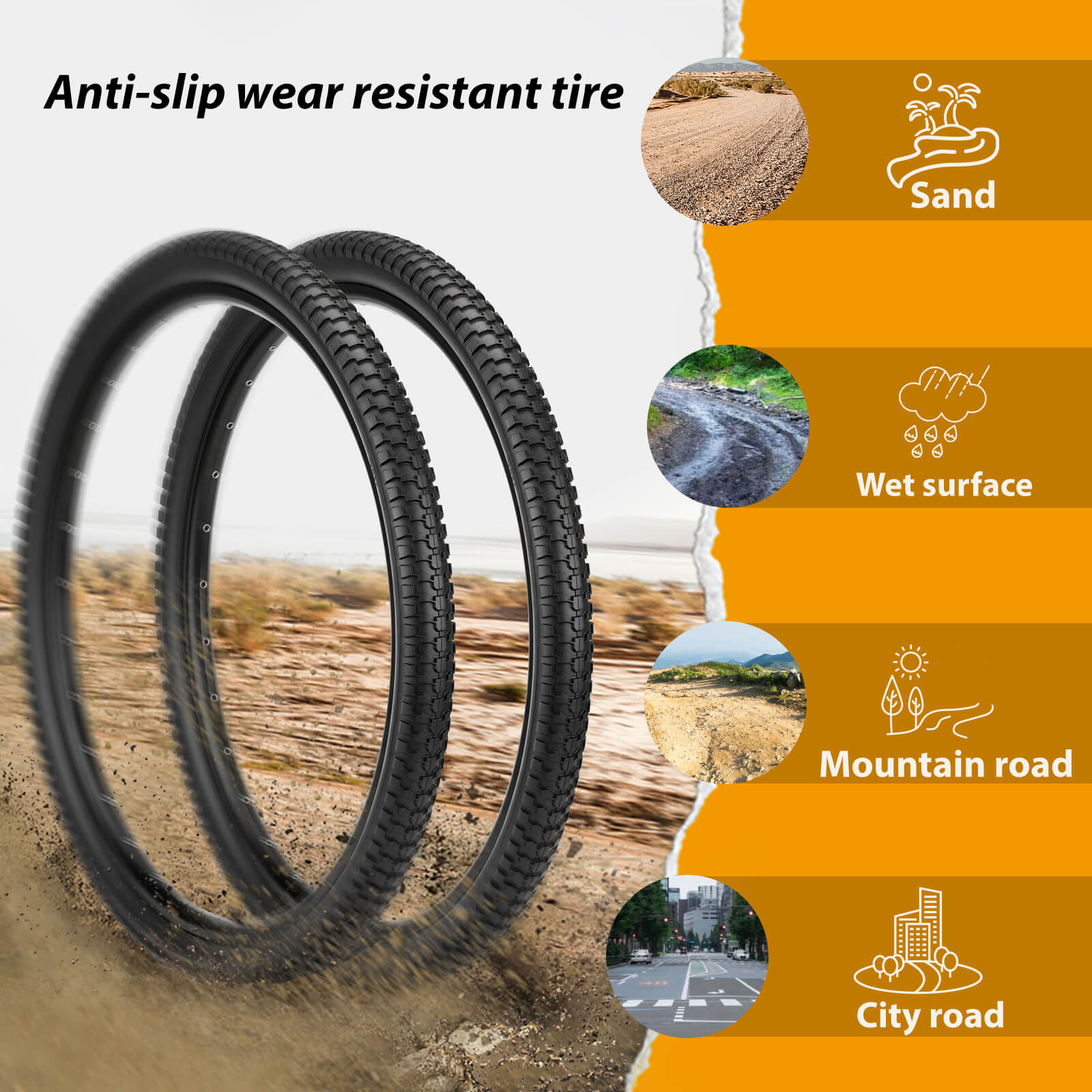 MOHEGIA Mountain Bike Tires Set: 2 Pack 26x2.1/27.5x2.1/29x2.1