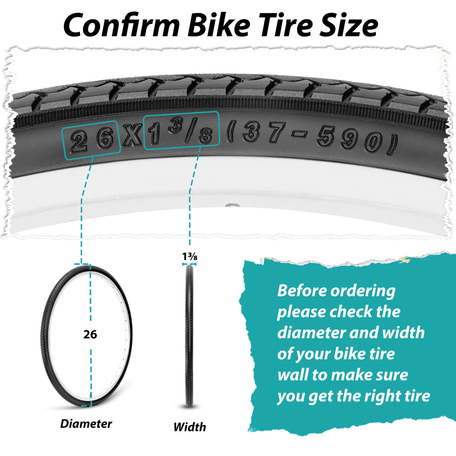 MOHEGIA 26x1 3/8 Inch Bike Tires