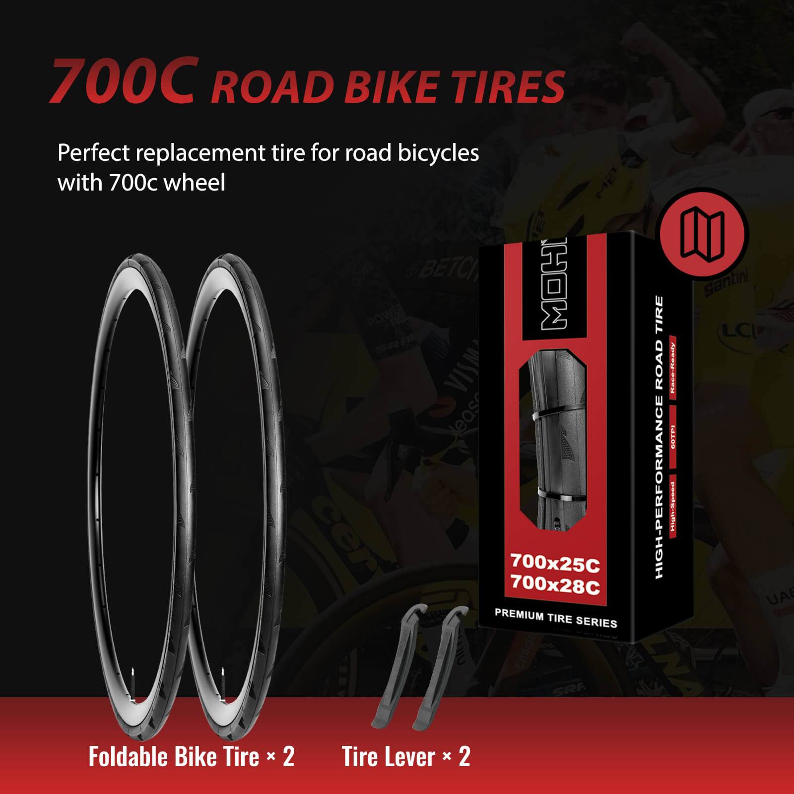 MOHEGIA 700C Road Bike Tire - 700×25C / 28C