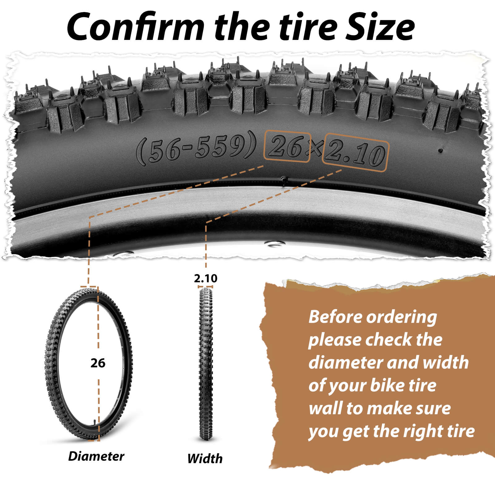 MOHEGIA Mountain Bike Tires Set: 2 Pack - 26/27.5/29" × 2.1"