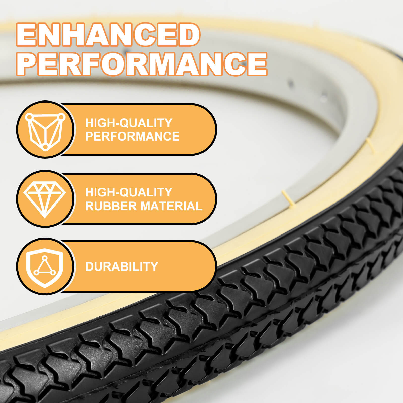Mohegia Beige Wall Retro Bike Tire - 26×1 3/8 (37-590)