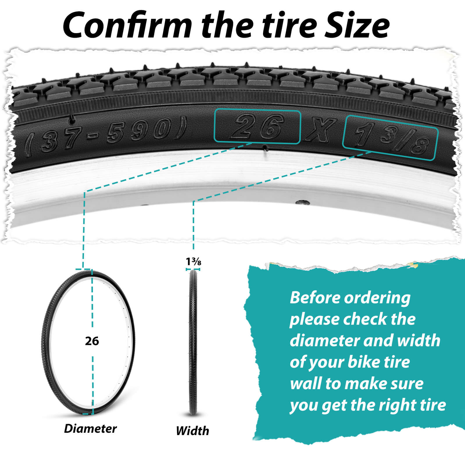 Retro Bicycle Tire - 26×1 3/8 (37-590)