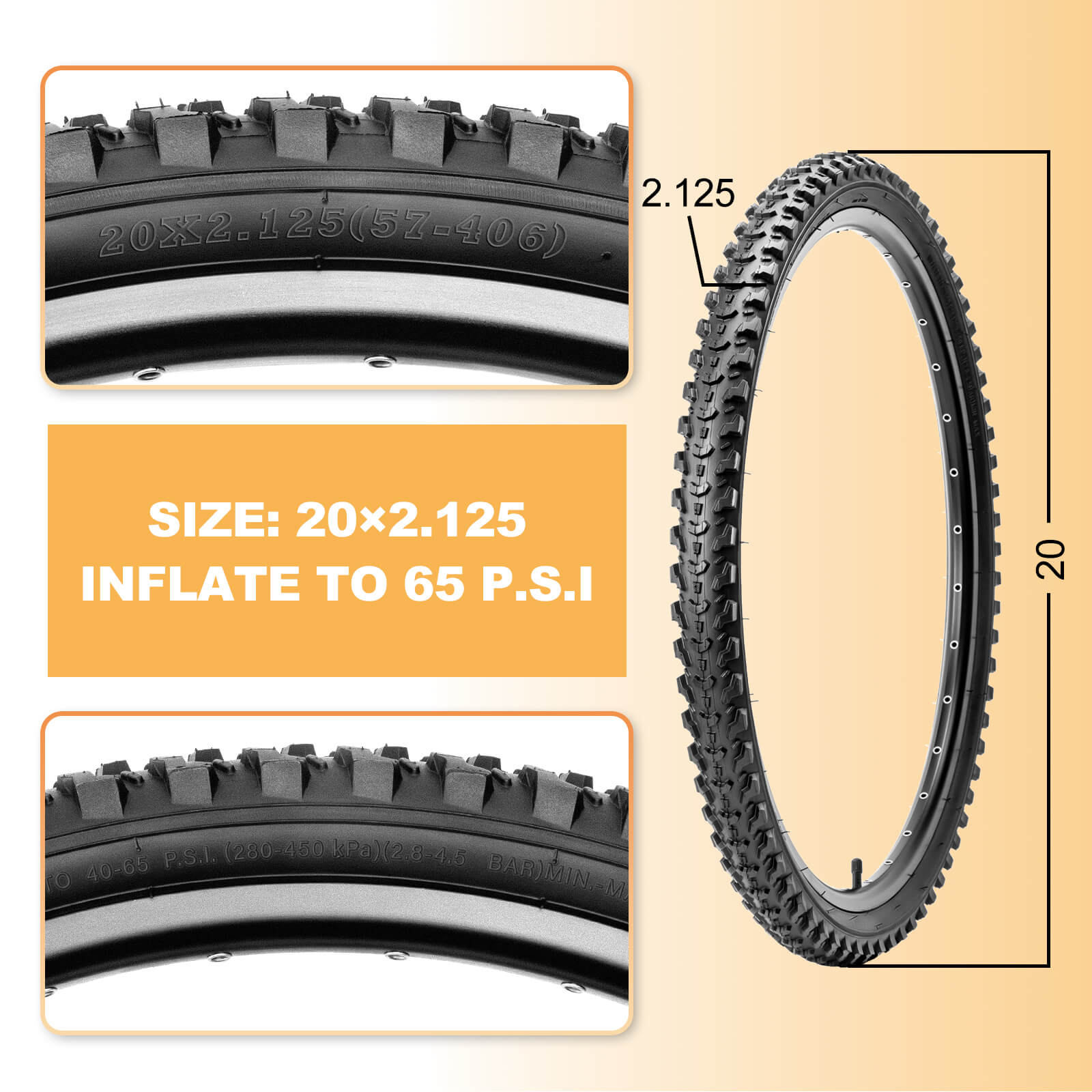 MOHEGIA Mountain Bike Tires Set: 2 Pack - 20/24/26" × 2.125"