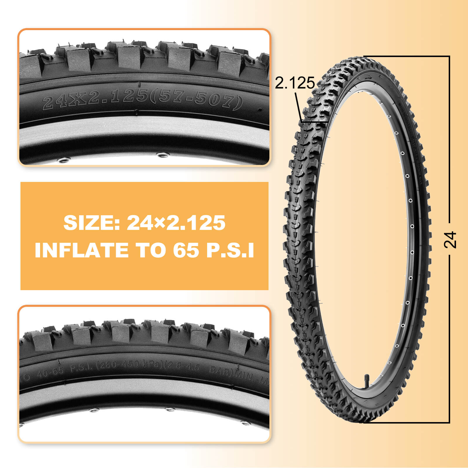 MOHEGIA Mountain Bike Tires Set: 2 Pack - 20/24/26" × 2.125"