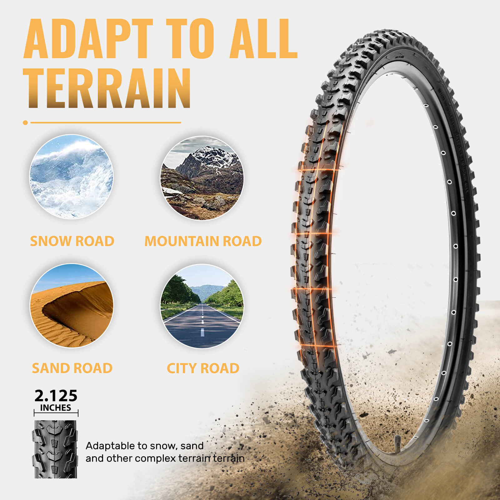 MOHEGIA Mountain Bike Tires Set: 2 Pack - 20/24/26" × 2.125"