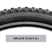 65 PSI Inflation of Hycline Terrace Mountain Bike Tire 26"/27.5"/29" × 2.4" with tubes replacement kit
