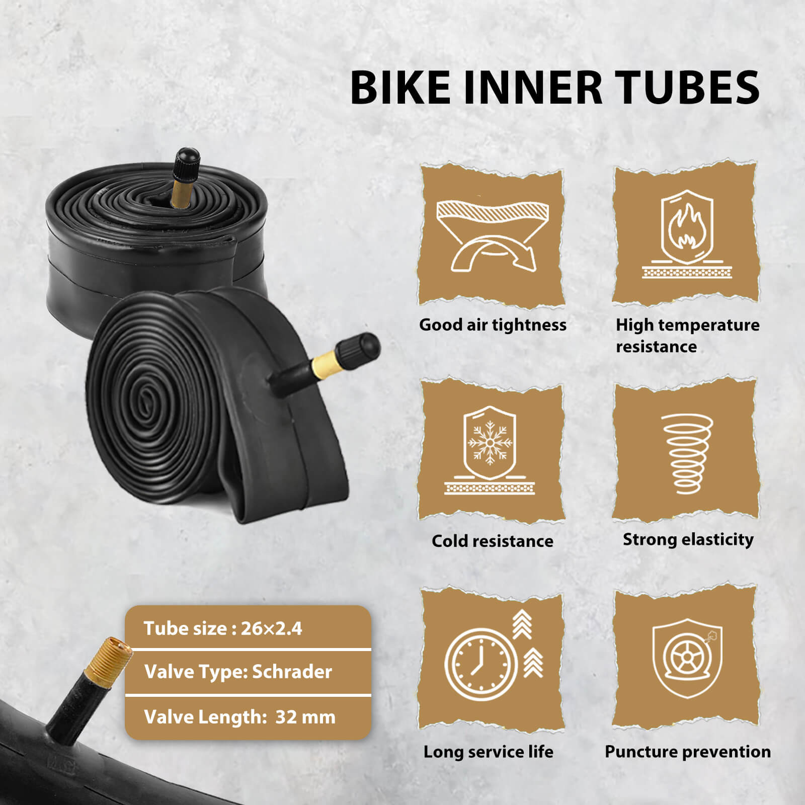 Inner tube Hycline Terrace Mountain Bike Tire 26"/27.5"/29" × 2.4" with tubes replacement kit