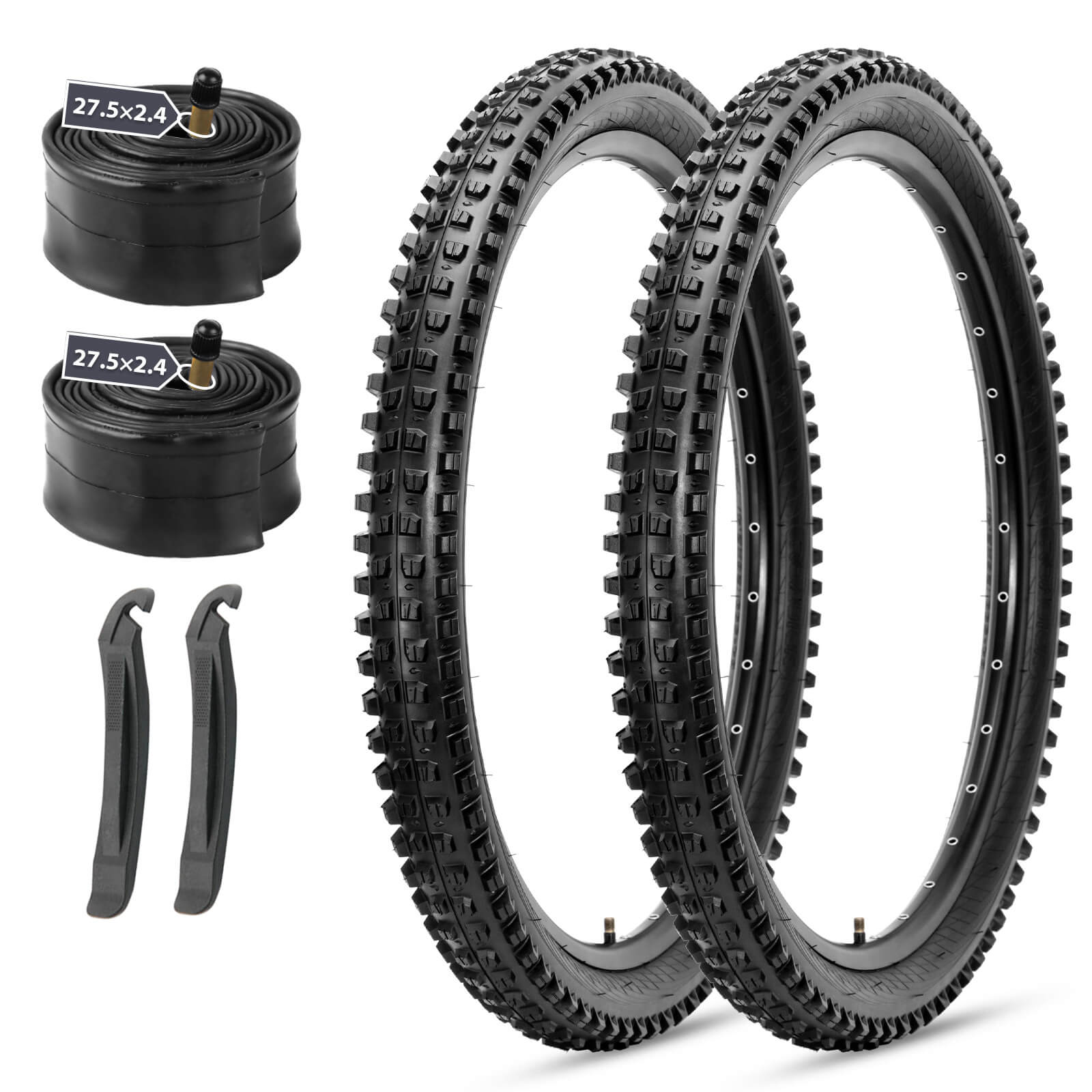 2-pack Hycline Terrace Mountain Bike Tire 26"/27.5"/29" × 2.4" with tubes replacement kit