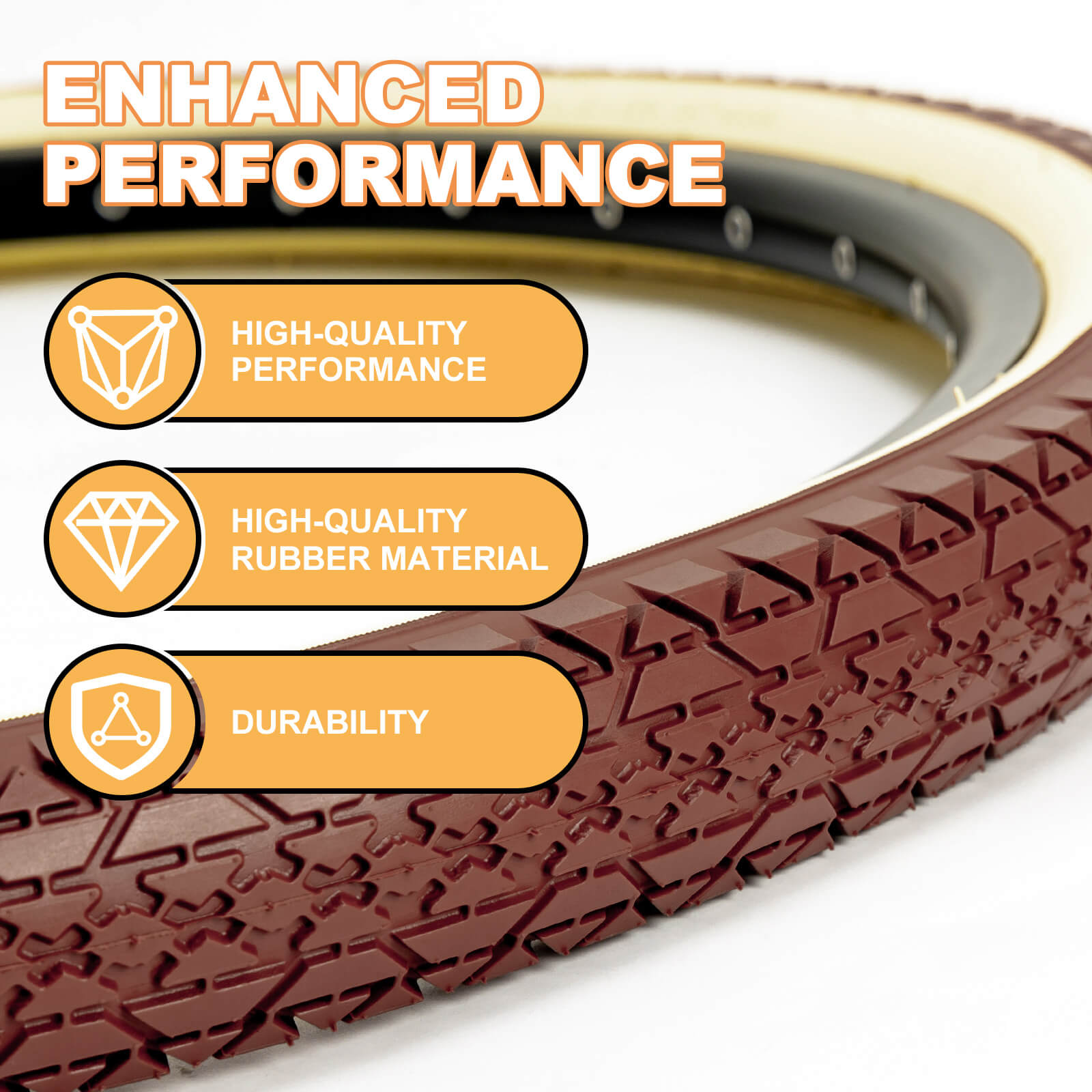 Gembridge Beige Wall Beach Crusier Tire - 26" × 2.125"