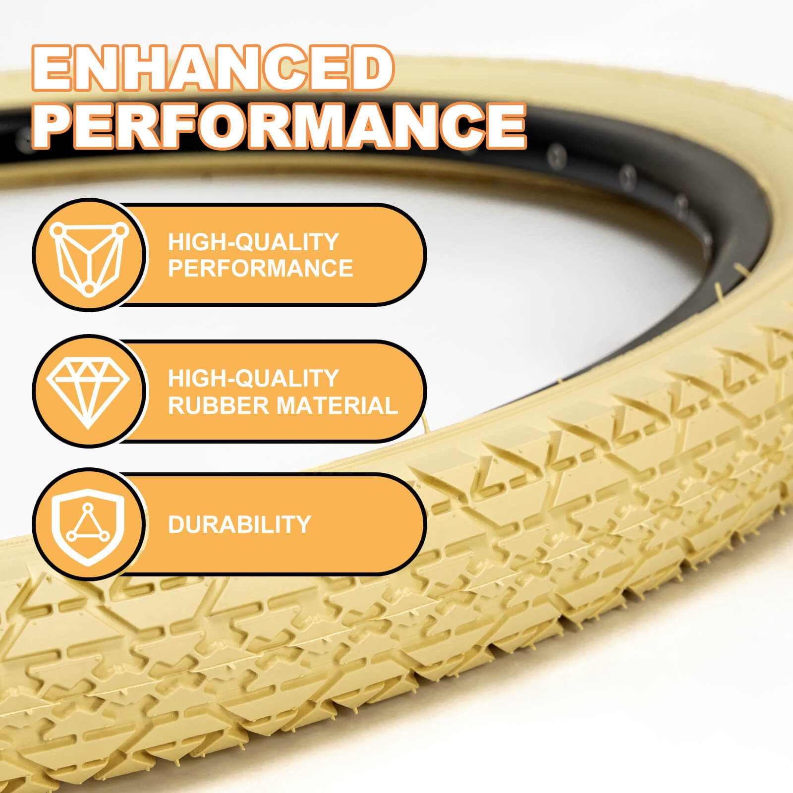 Gembridge Beige Wall Beach Crusier Tire - 26" × 2.125"