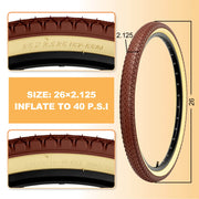 Gembridge Beige Wall Beach Crusier Tire - 26" × 2.125"