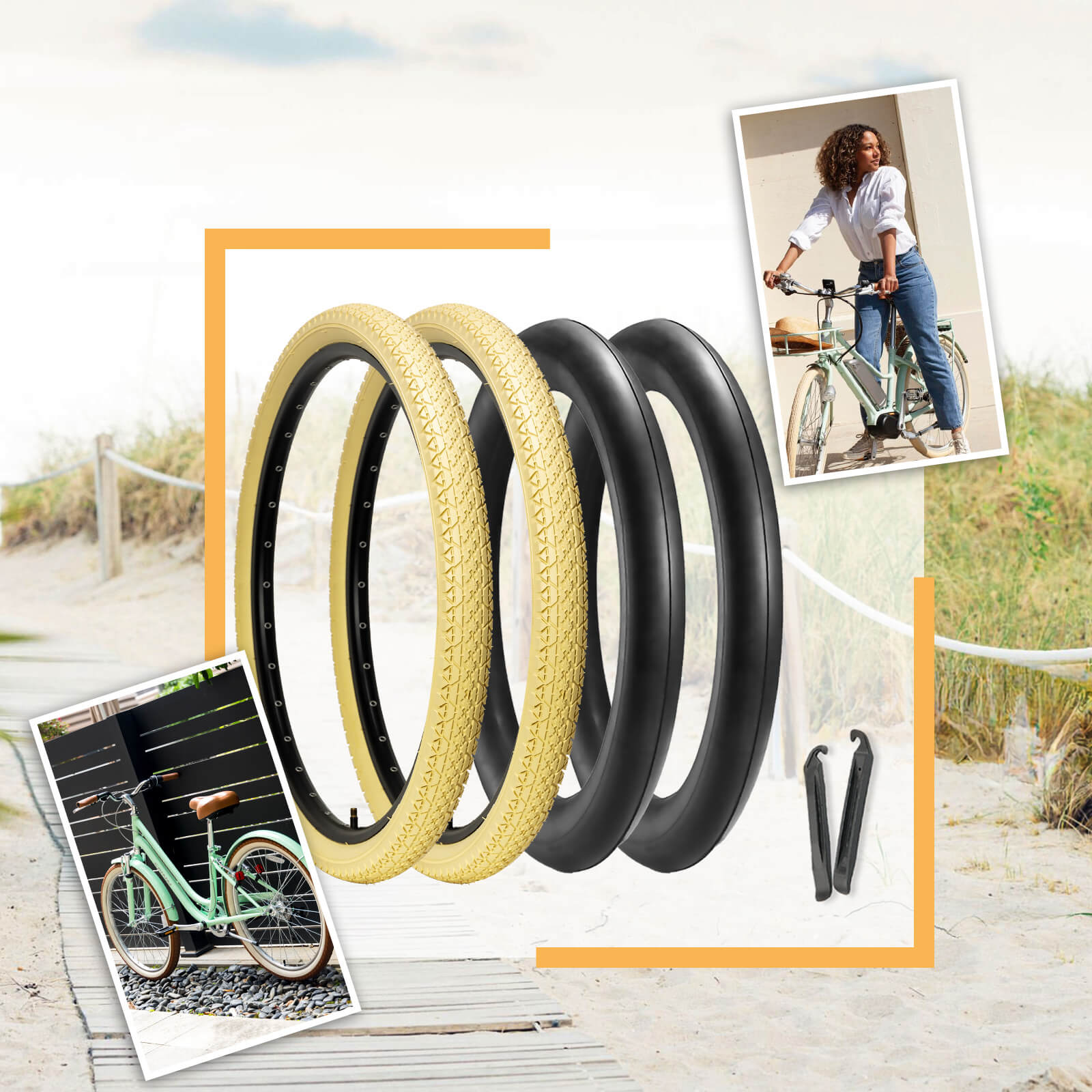 Gembridge Beige Wall Beach Crusier Tire - 26" × 2.125"