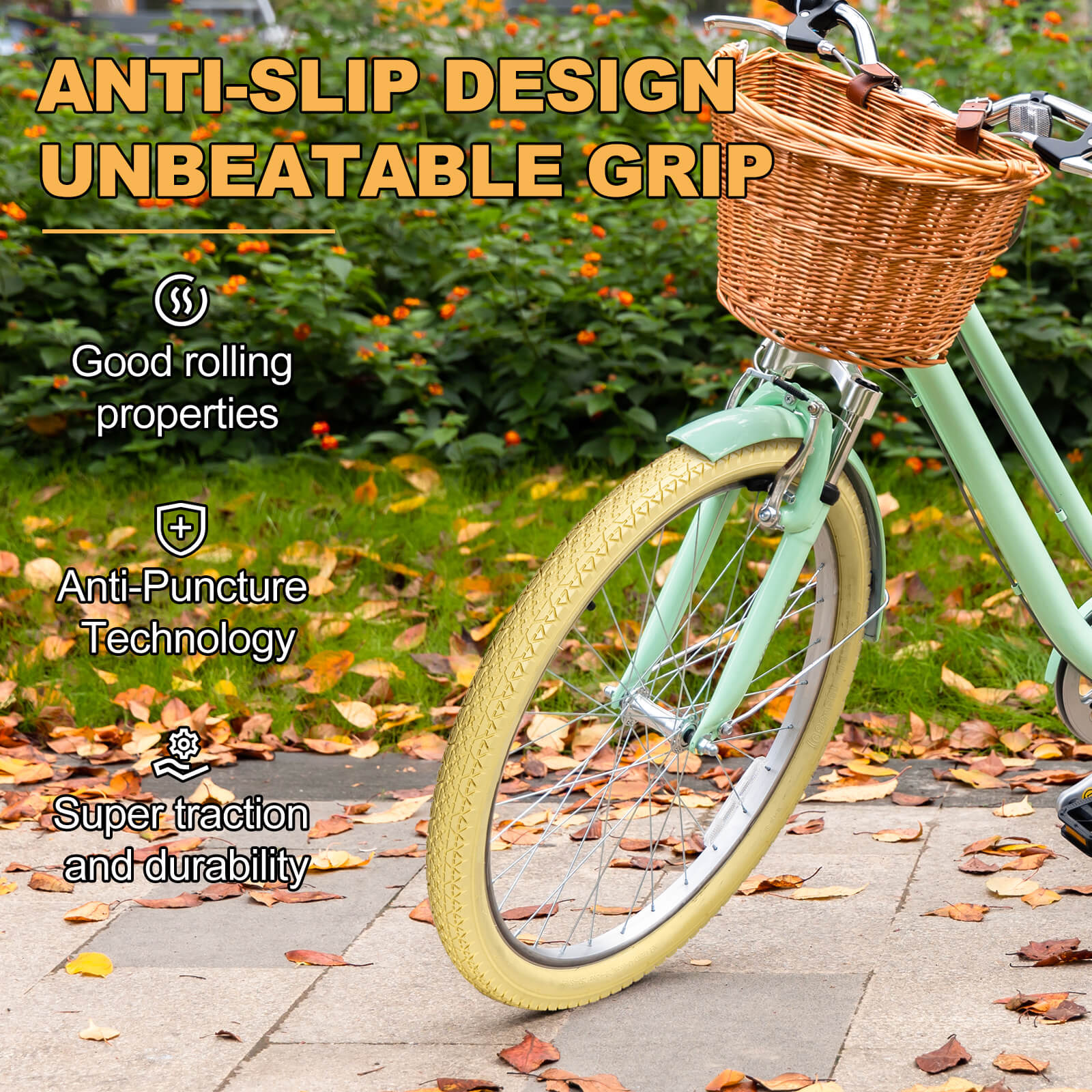 Gembridge Beige Wall Beach Crusier Tire - 26" × 2.125"