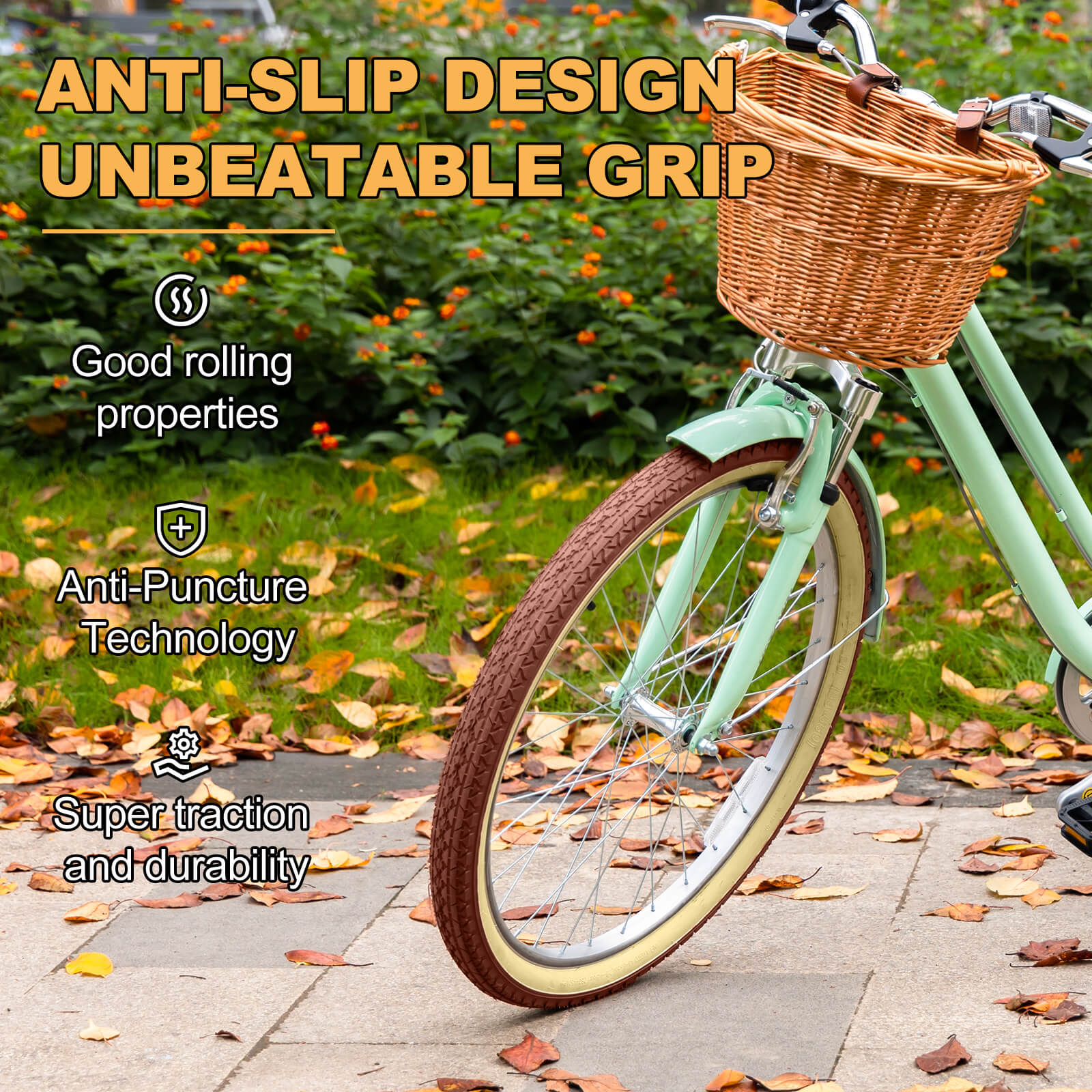 Gembridge Beige Wall Beach Crusier Tire - 26" × 2.125"
