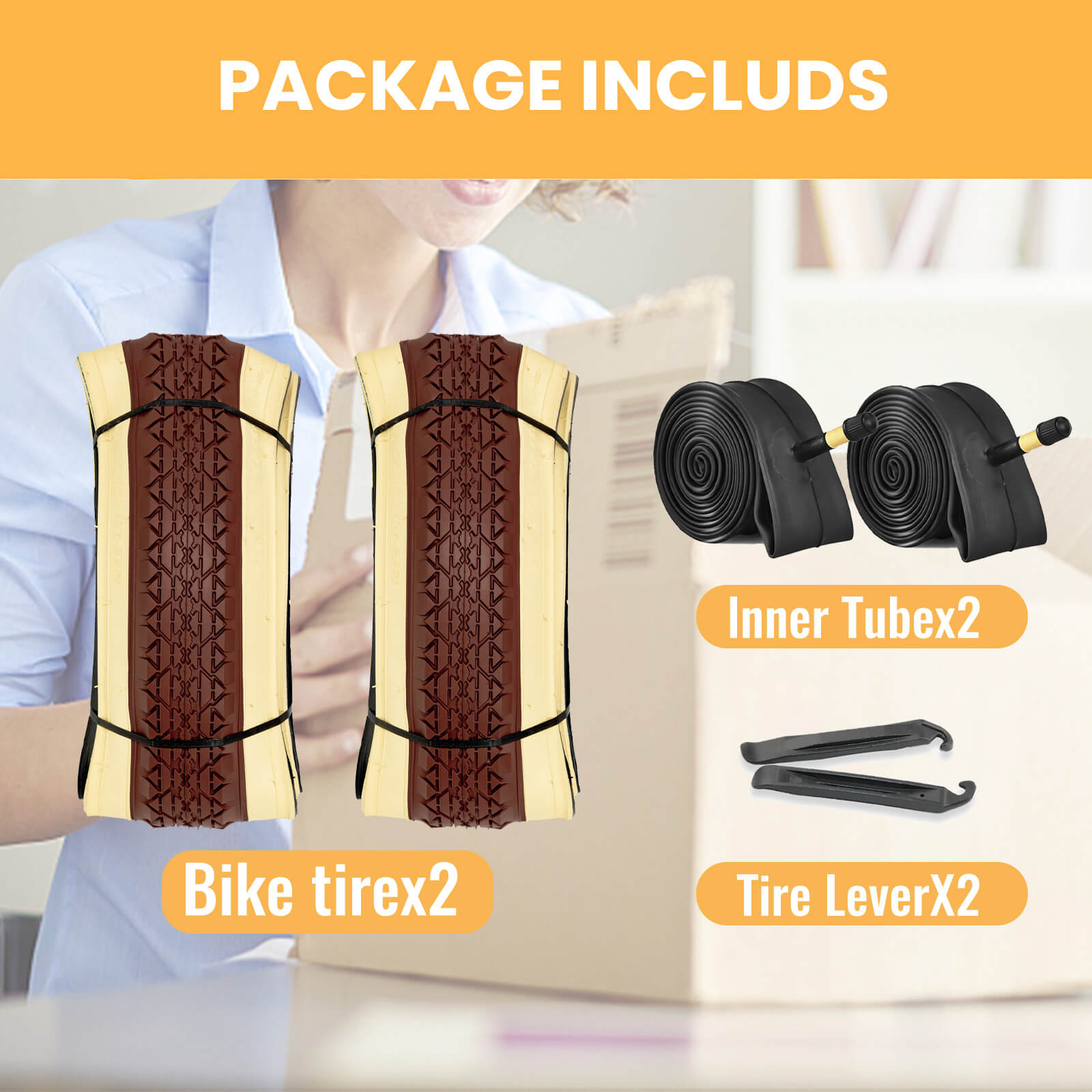 Gembridge Beige Wall Beach Crusier Tire - 26" × 2.125"