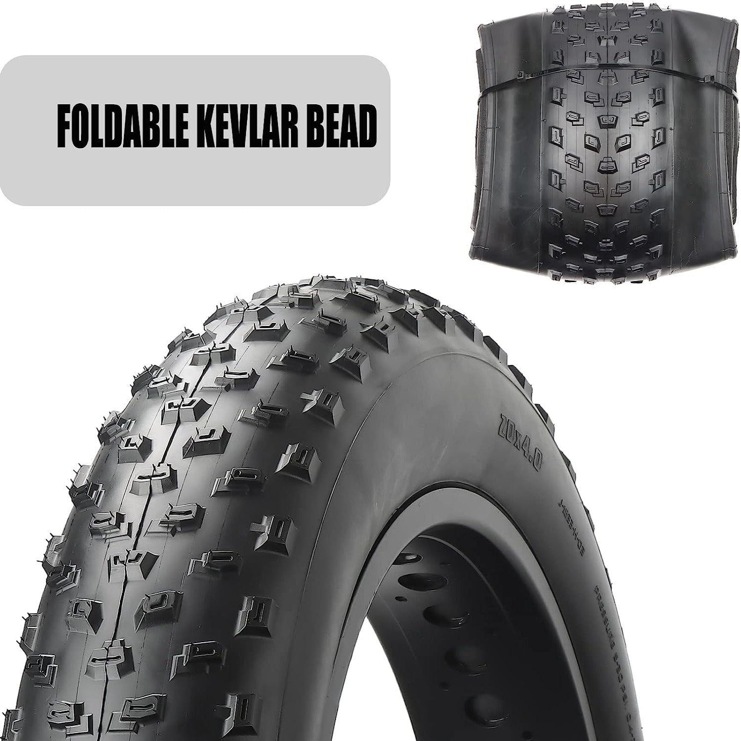 Folding Bead Raider Thick Studded Wide Fat Bike Tire 20/26 × 3.0 | 20/26 × 4.0