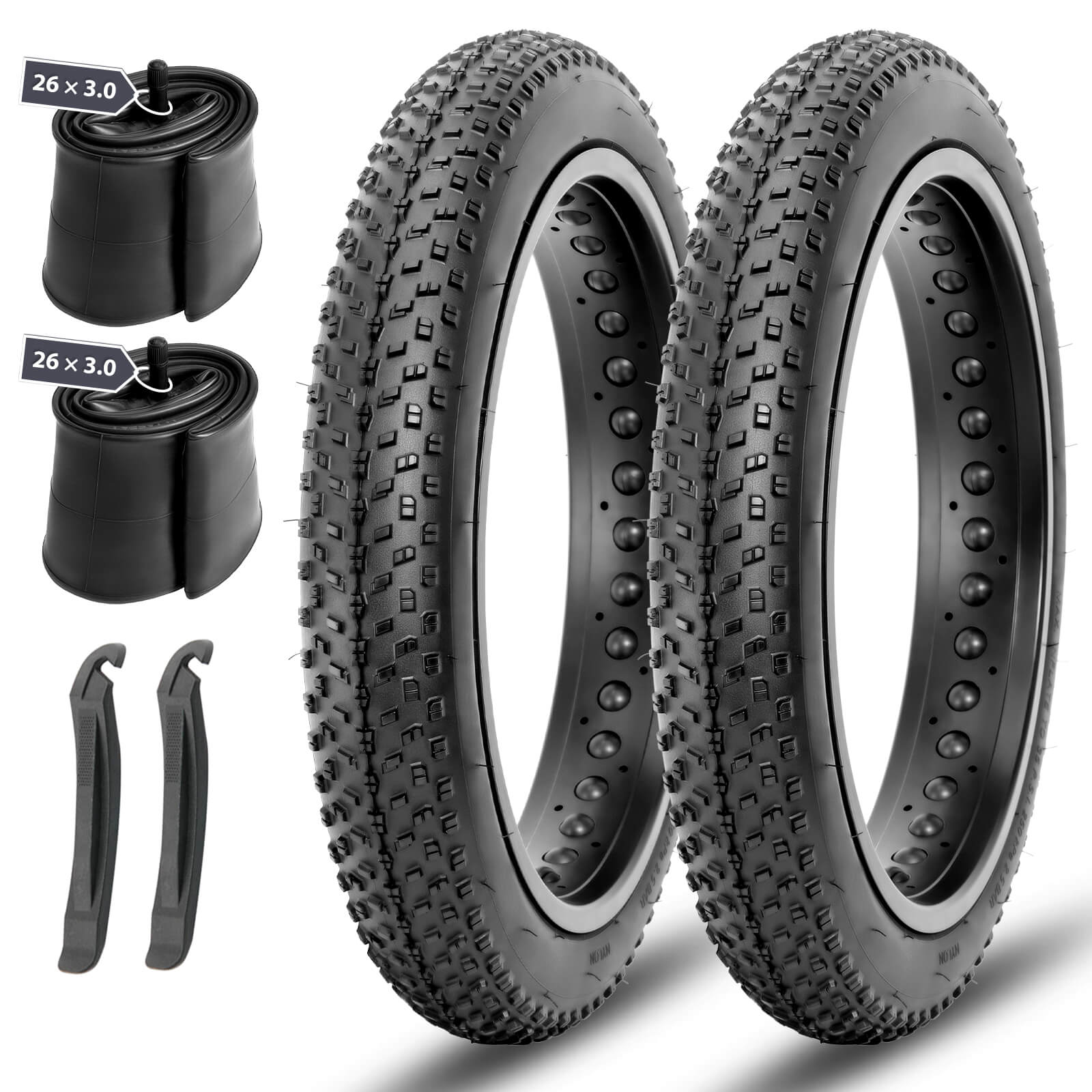 Hycline 2 Packed Raider Knobby Fat Tires Plus Tubes 20"/26" × 3.0"/4.0"