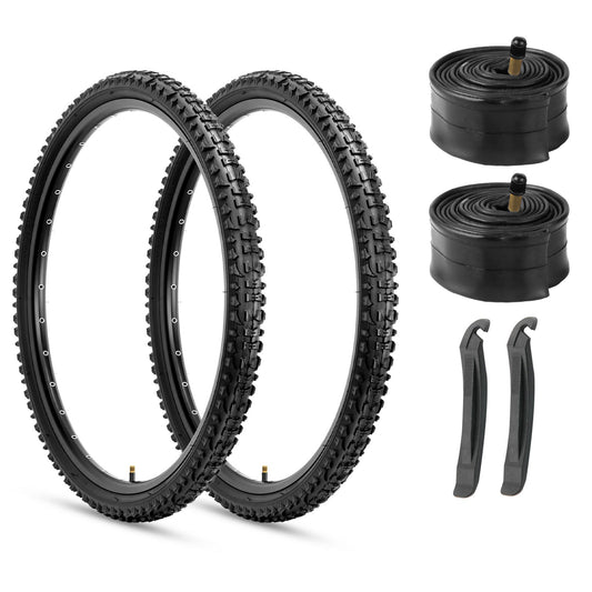 2-pack Hycline Terrclaw Mountain Bike Tire - 20/24/26" × 1.95" with inner tube replacement kit, best bicycle wheels 26 inch tire