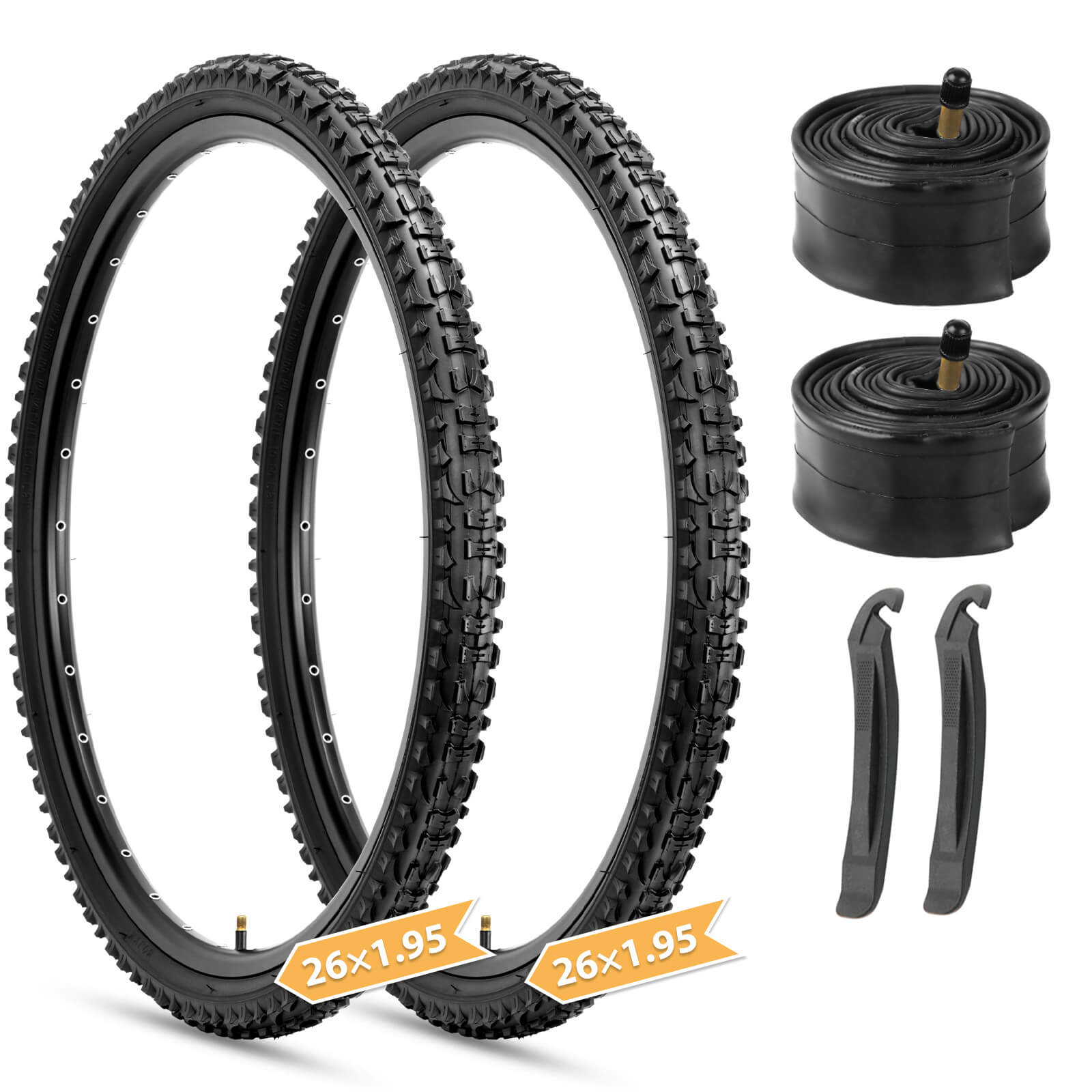 Hycline Terrclaw Mountain Bike Tire - 26" × 1.95" with a pair inner tubes and 2 tire levers, 26 inch mtb bike tire recommendation