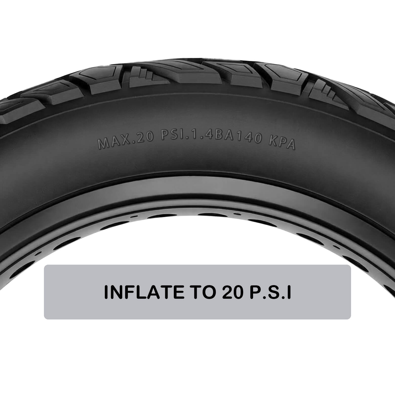 Fat Bike Tire Max Inflated 20 PSI, Puncture-Resistant Fat Bike & E-bike Replacement Tire