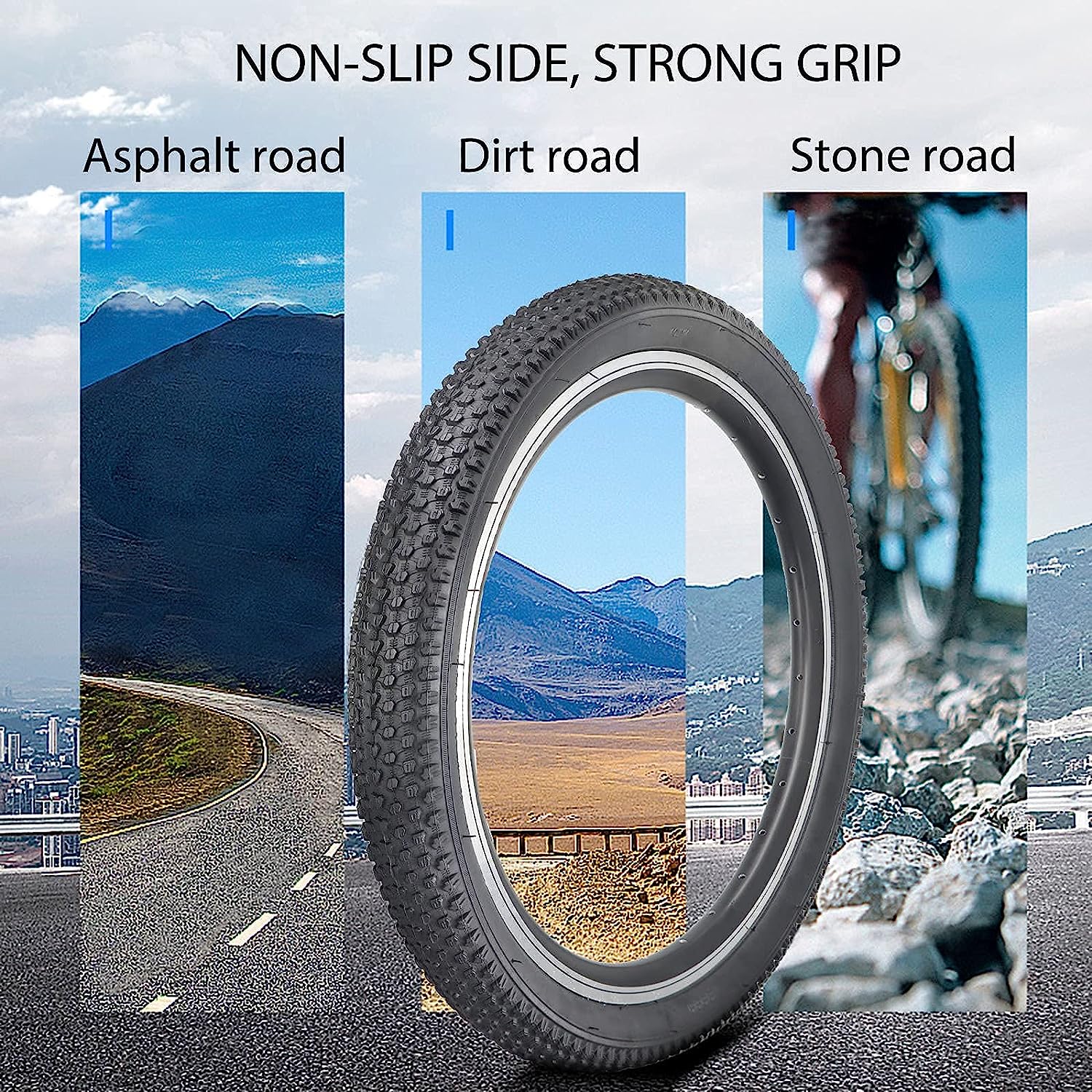 Hycline MTB Mountain Bike Tire - strong grip 20/26 Inch for all terrains 