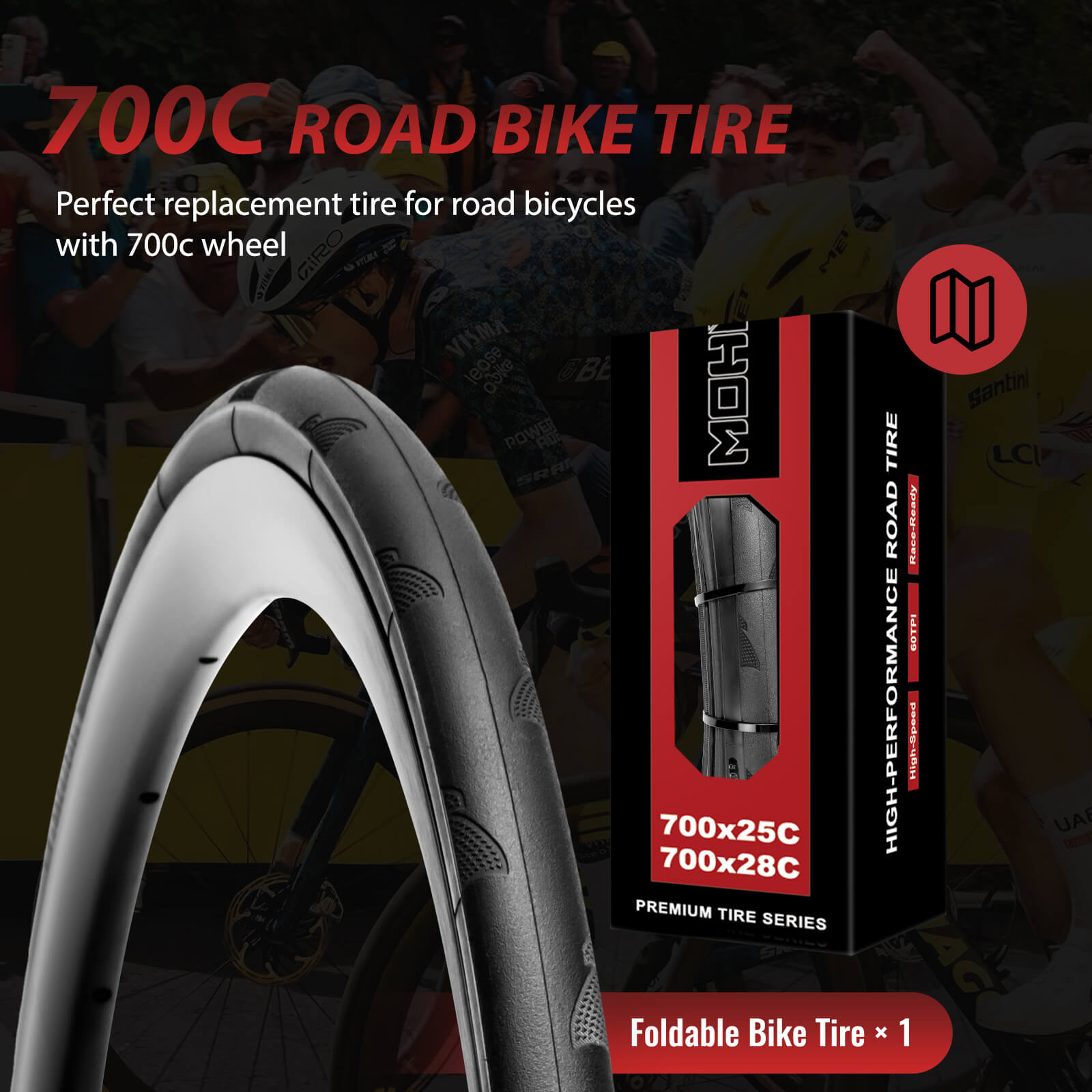 MOHEGIA 700C Road Bike Tire - 700×25C / 28C