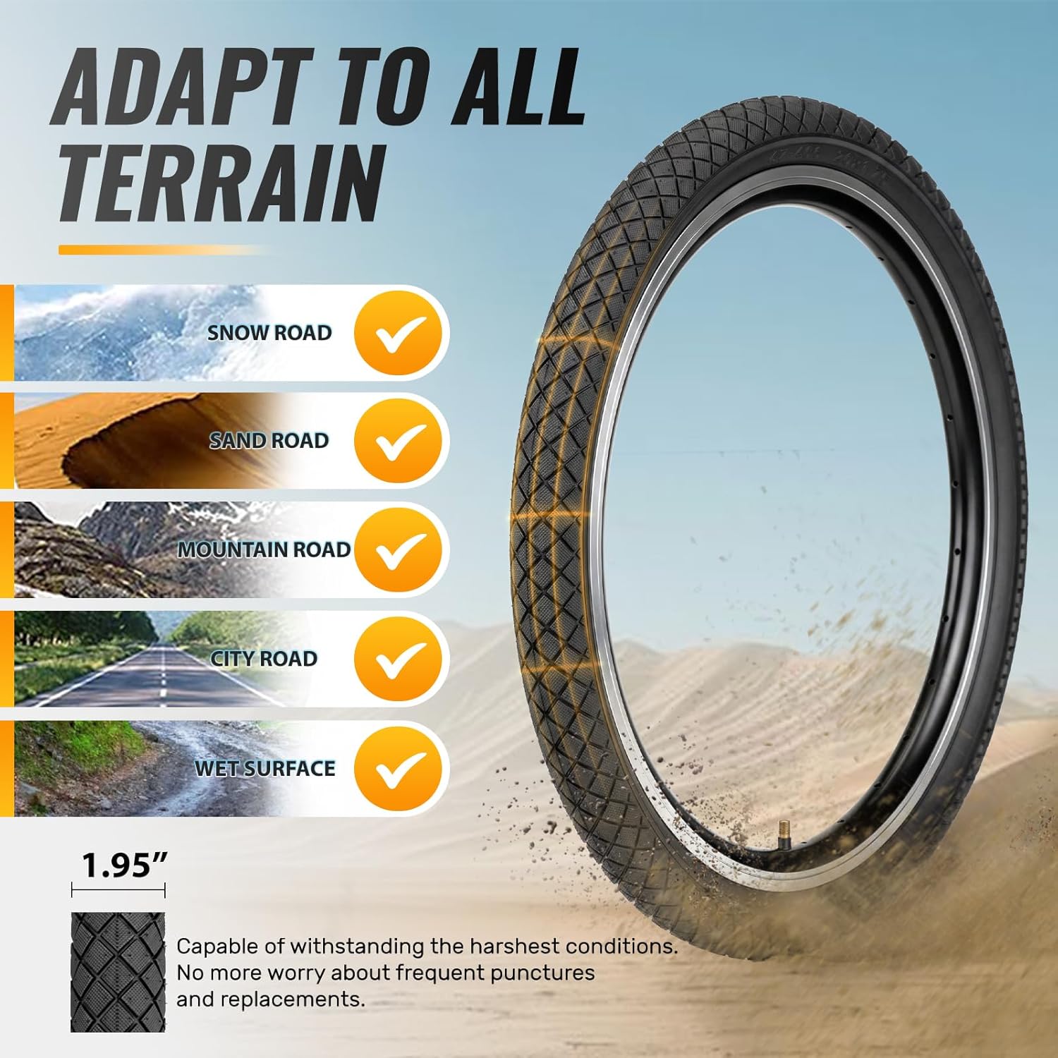 MOHEGIA 16 / 20x1.95 Inch Kids Bike Tires (2-Pack-In)