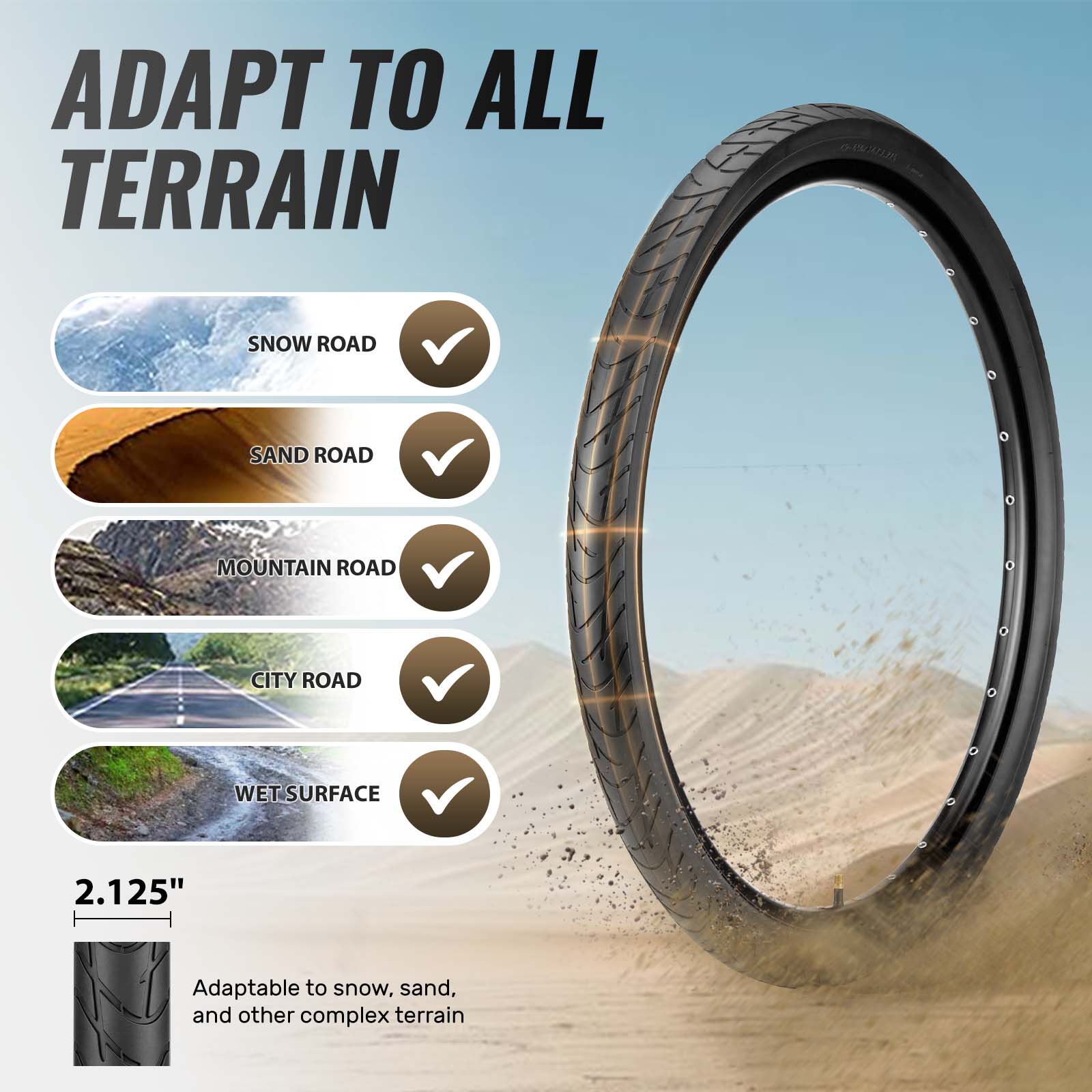 MOHEGIA City Bike Tires Set: 2 Pack 24/26x2.125