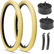 Hycline 26x2.125 inch Beach cruiser tire with beige color tread and beige color sidewall 
