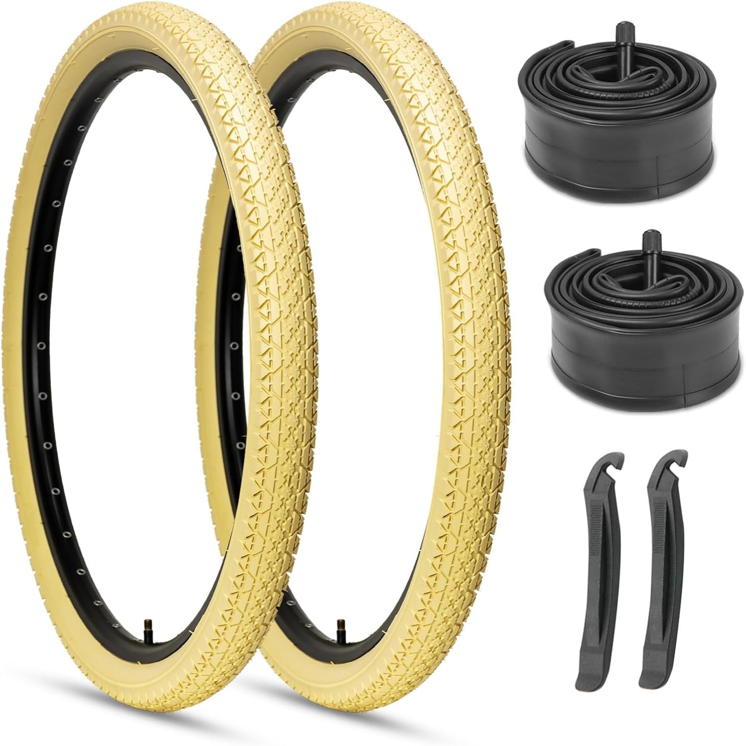 Hycline 26x2.125 inch Beach cruiser tire with beige color tread and beige color sidewall 
