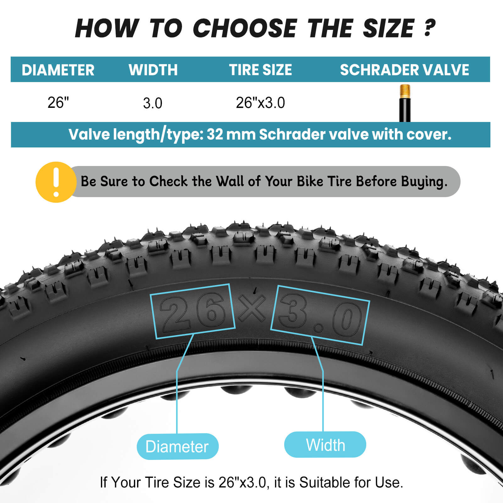 Mohegia Fat Tire Tube - 20”×3" / 26"×3"