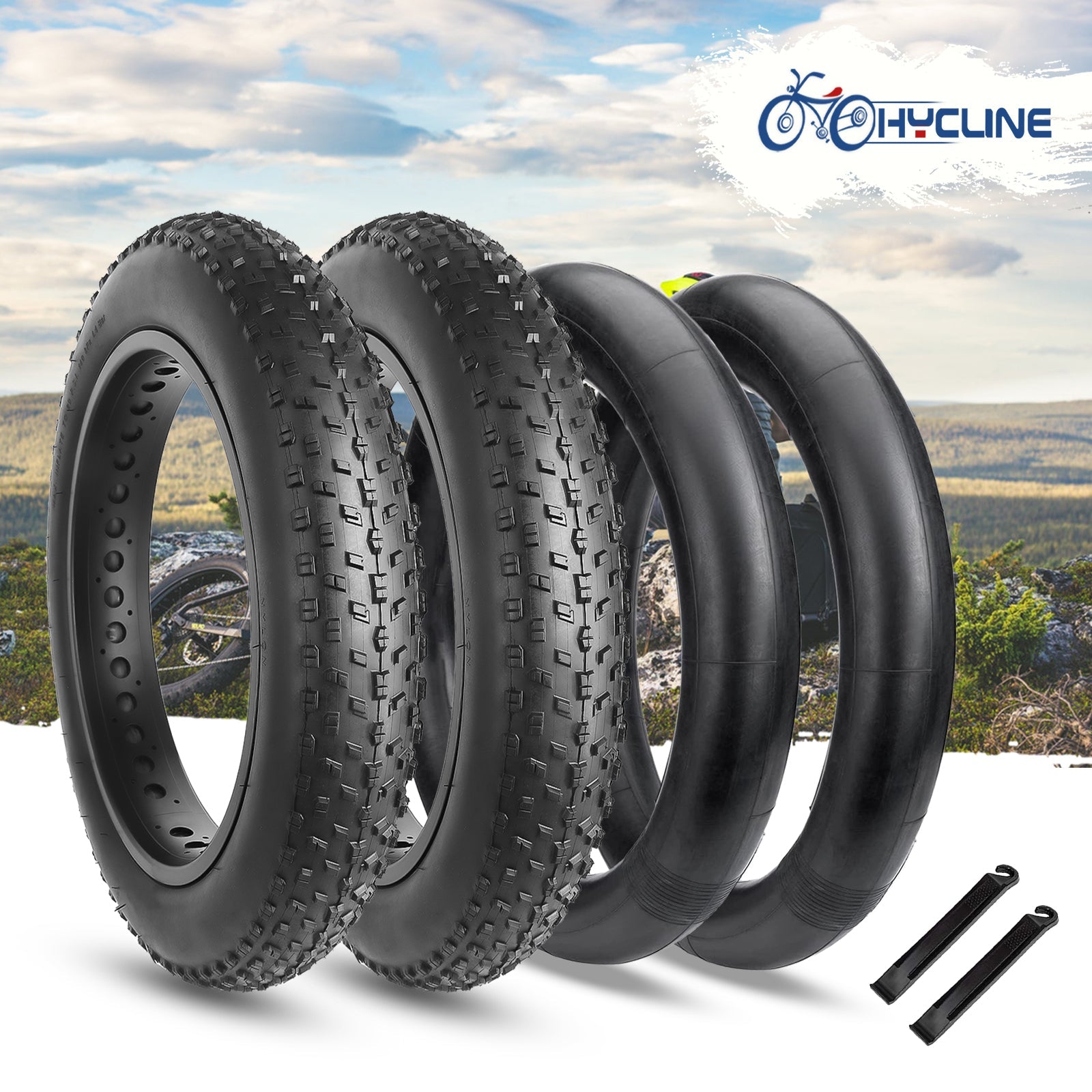 Hycline 2 Pack Fat Tires Plus Inner Tubes Set 20/26x4.0 for off roads ebike s  and mountains bike or tricycles